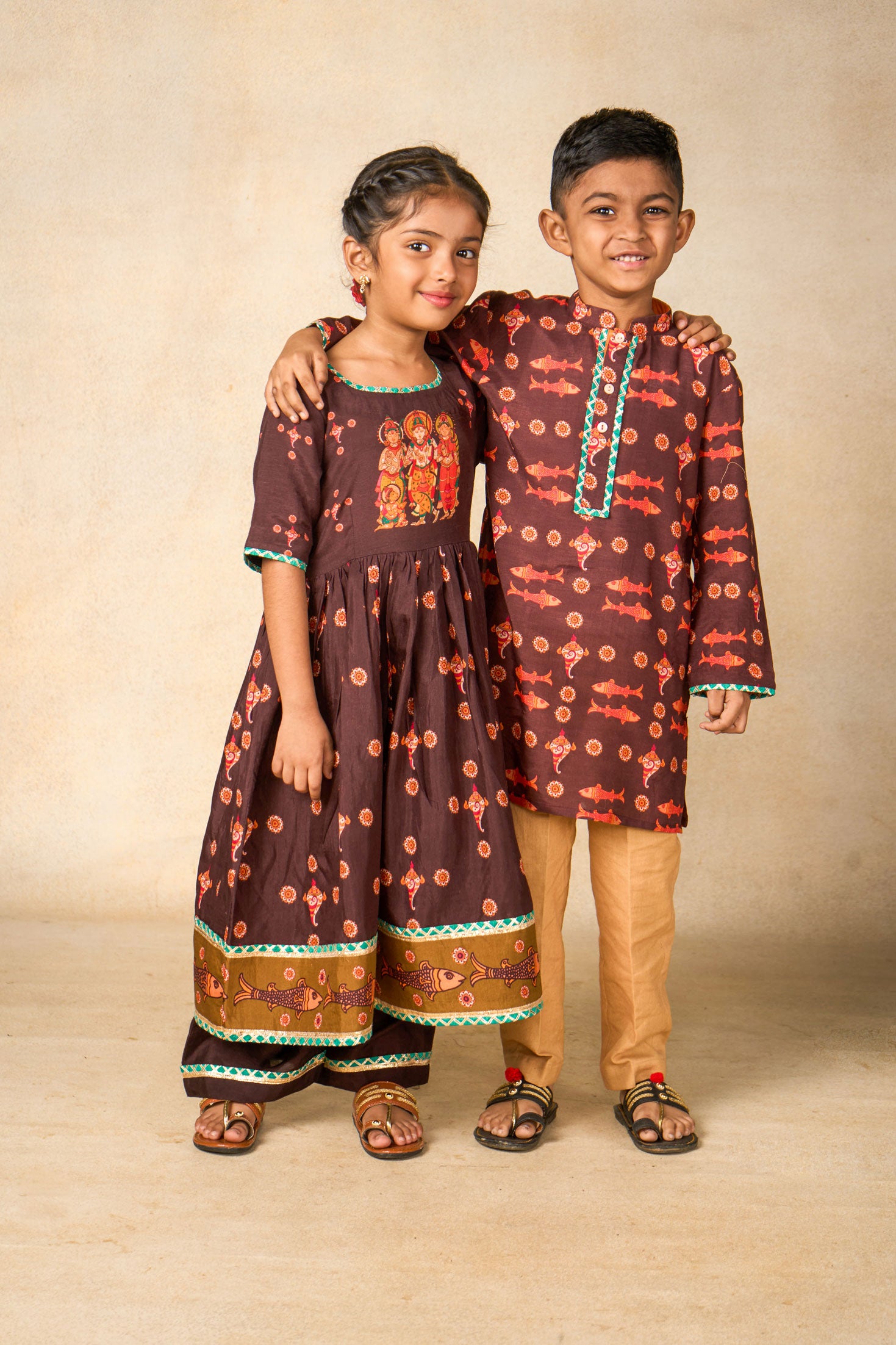 Sita coffee kurta palazzo set (set of 2)