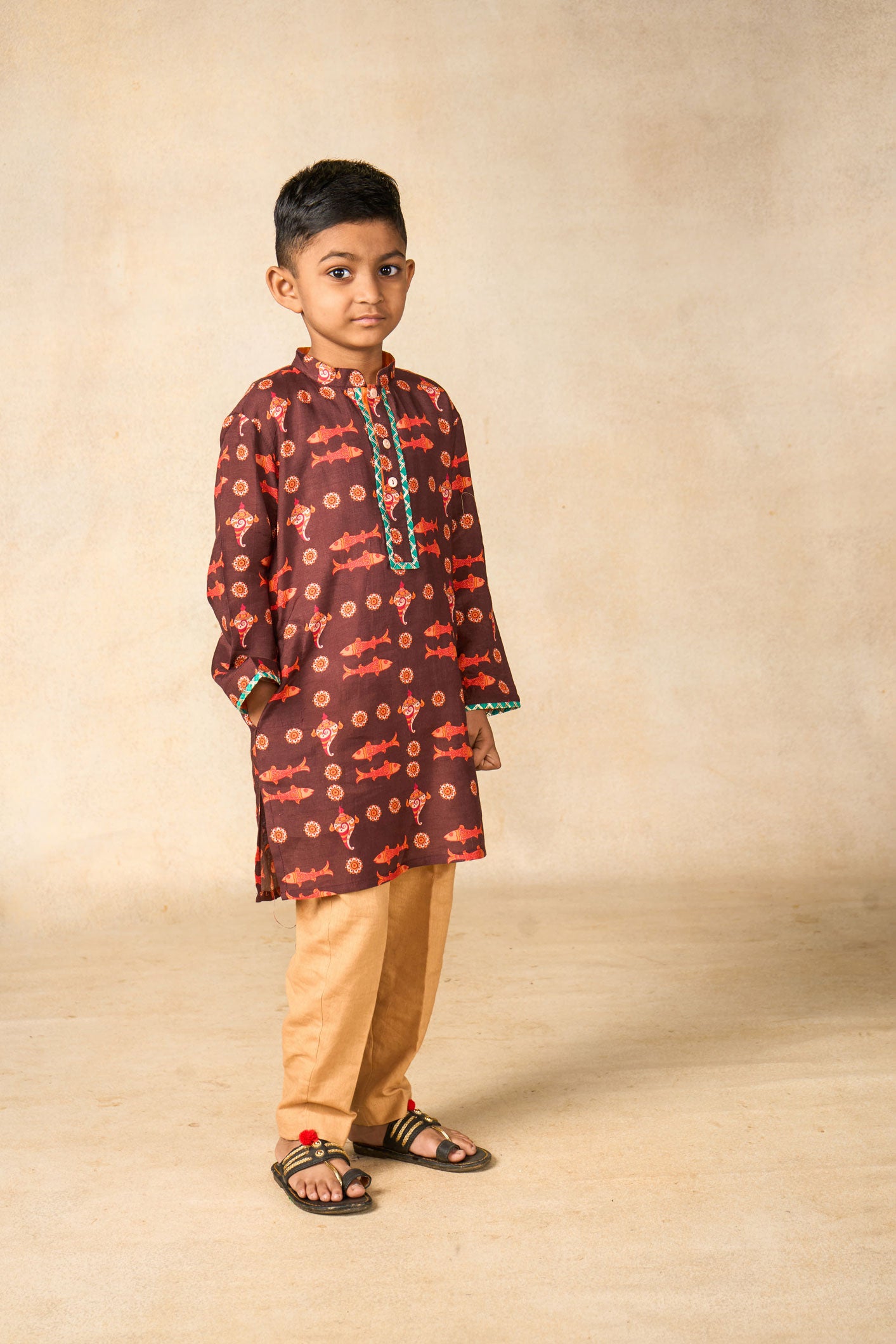 Matsya Mudra coffee kurta + pant