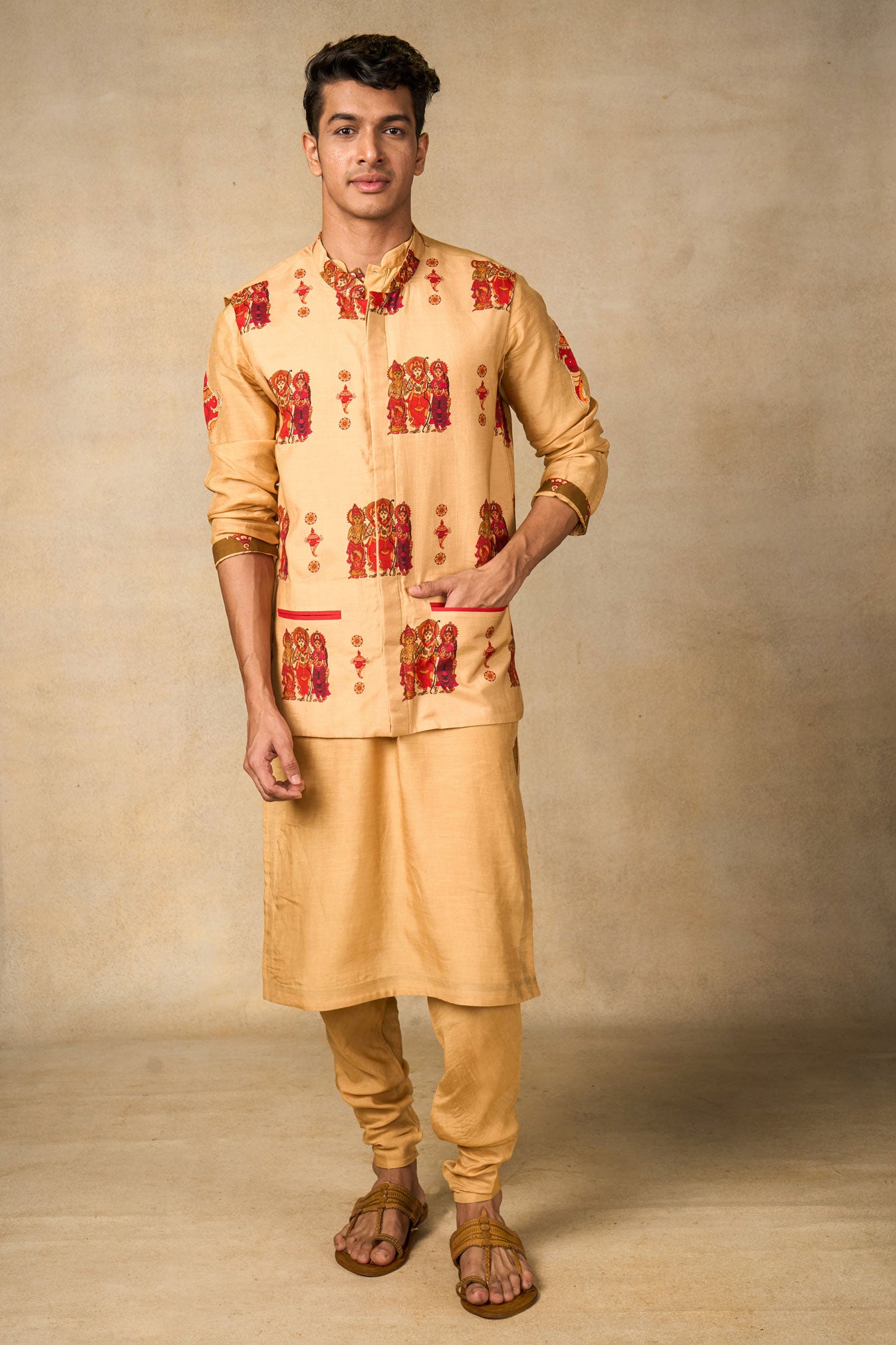 Shankha naad set of 3 (kurta + churidar+jacket )