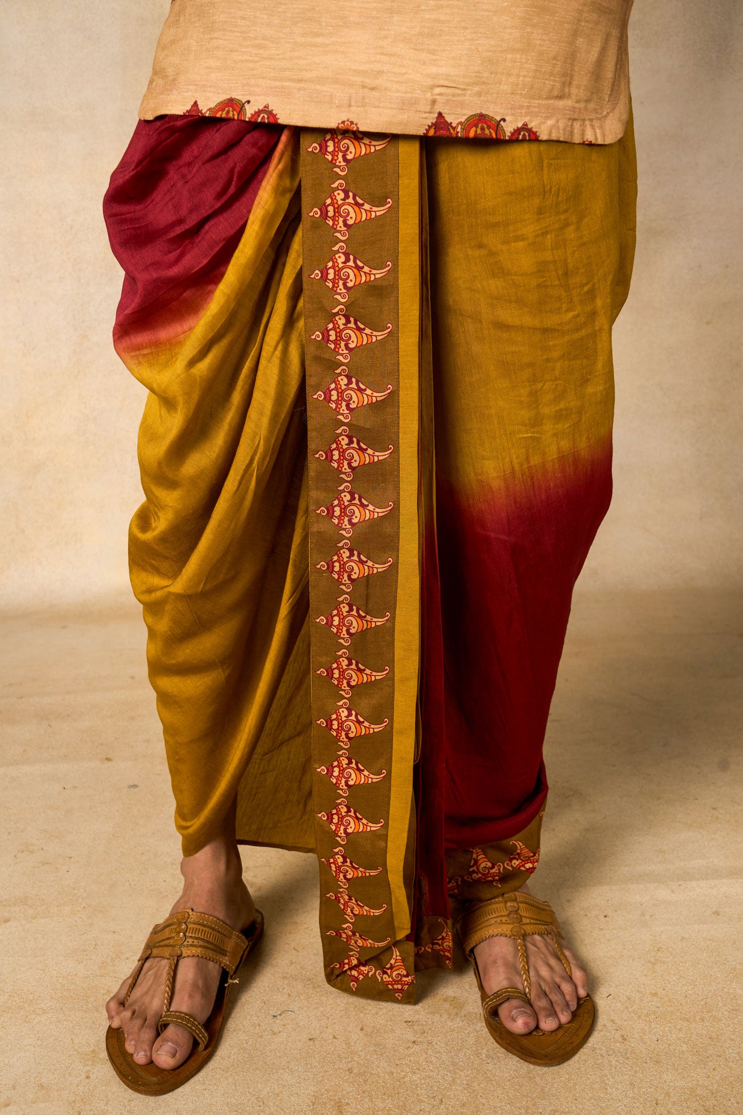 Vajraang dhoti + kurta cream set (set of 2)