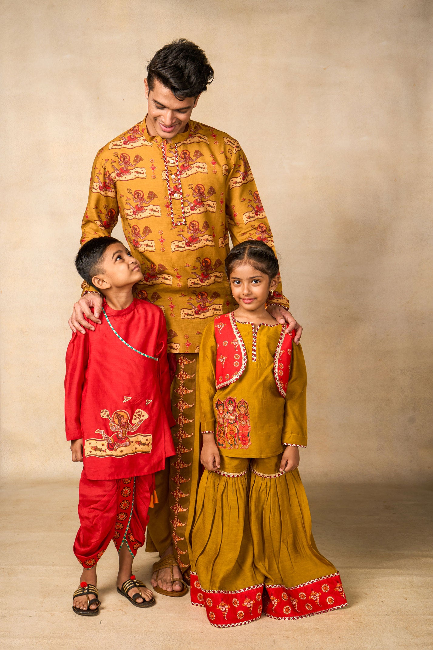 Vajraang dhoti + kurta oilve set (set of 2)