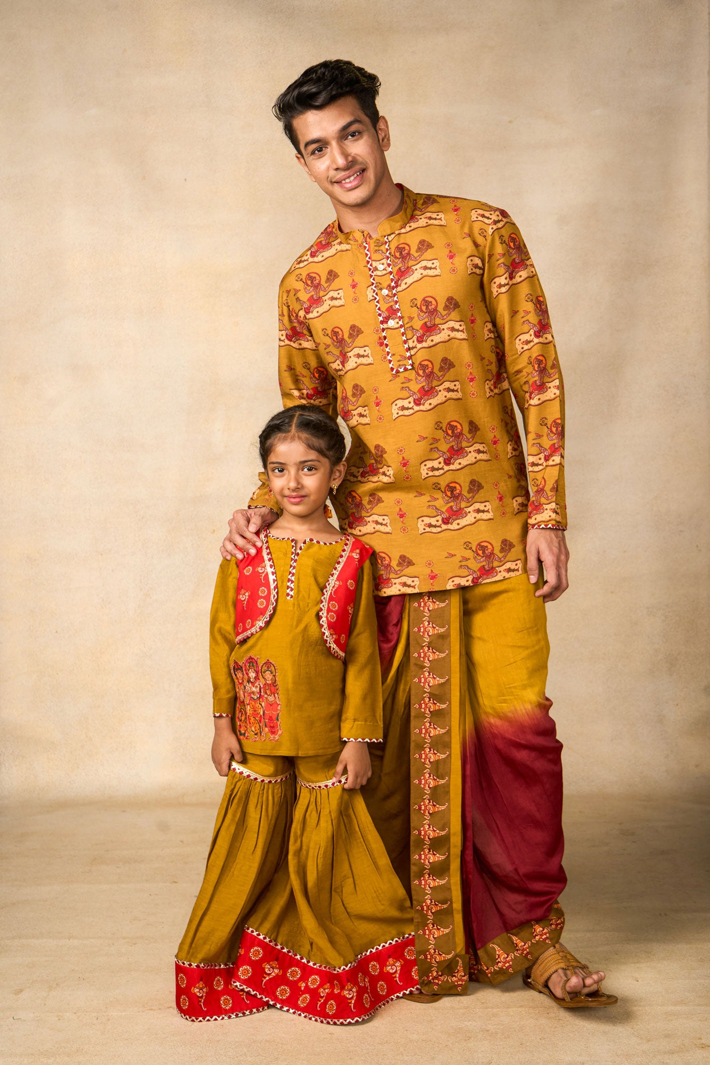 Vajraang dhoti + kurta oilve set (set of 2)