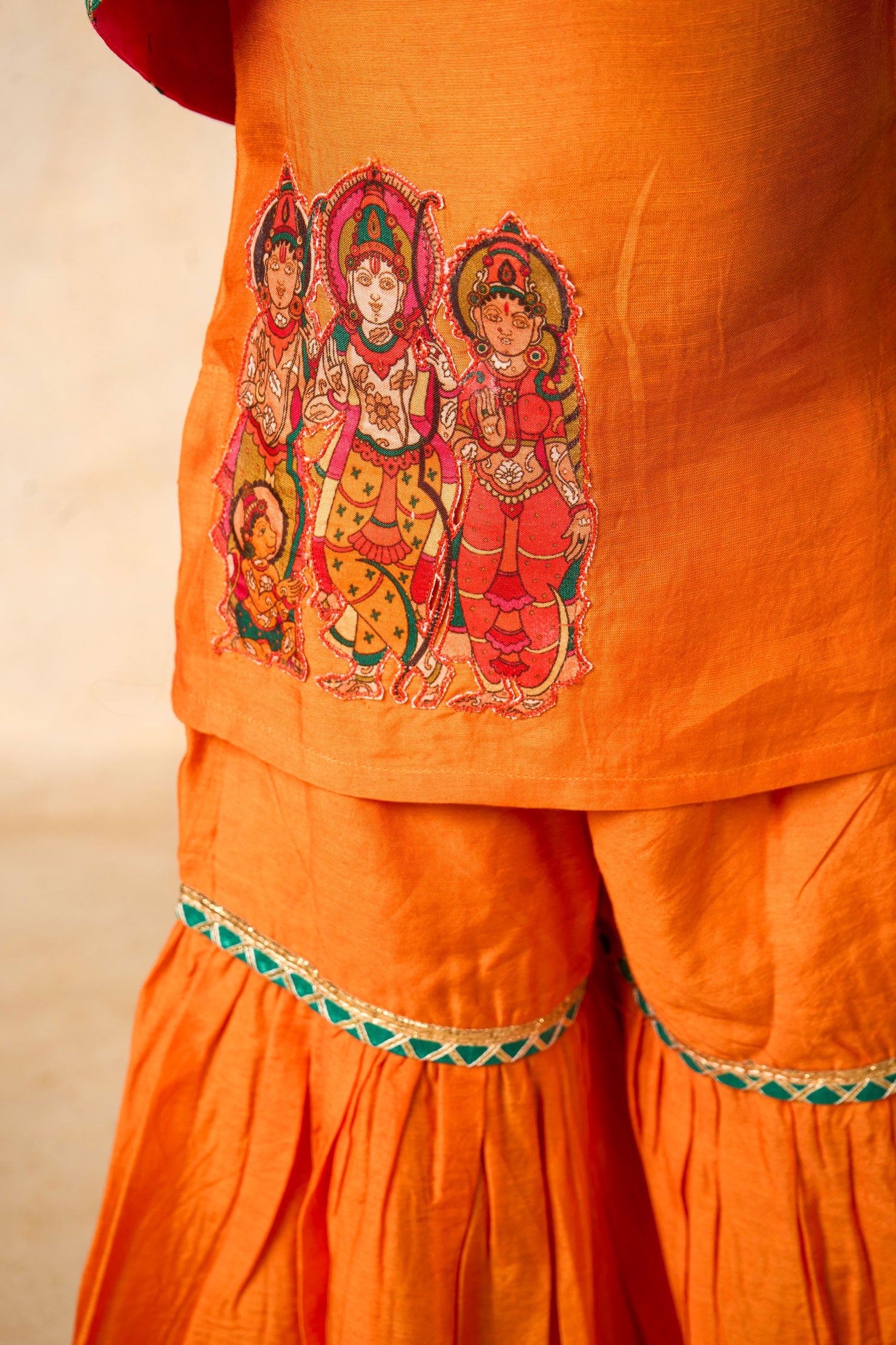 Ram Van mango kurta + Sharara +jacket set (set of 3)