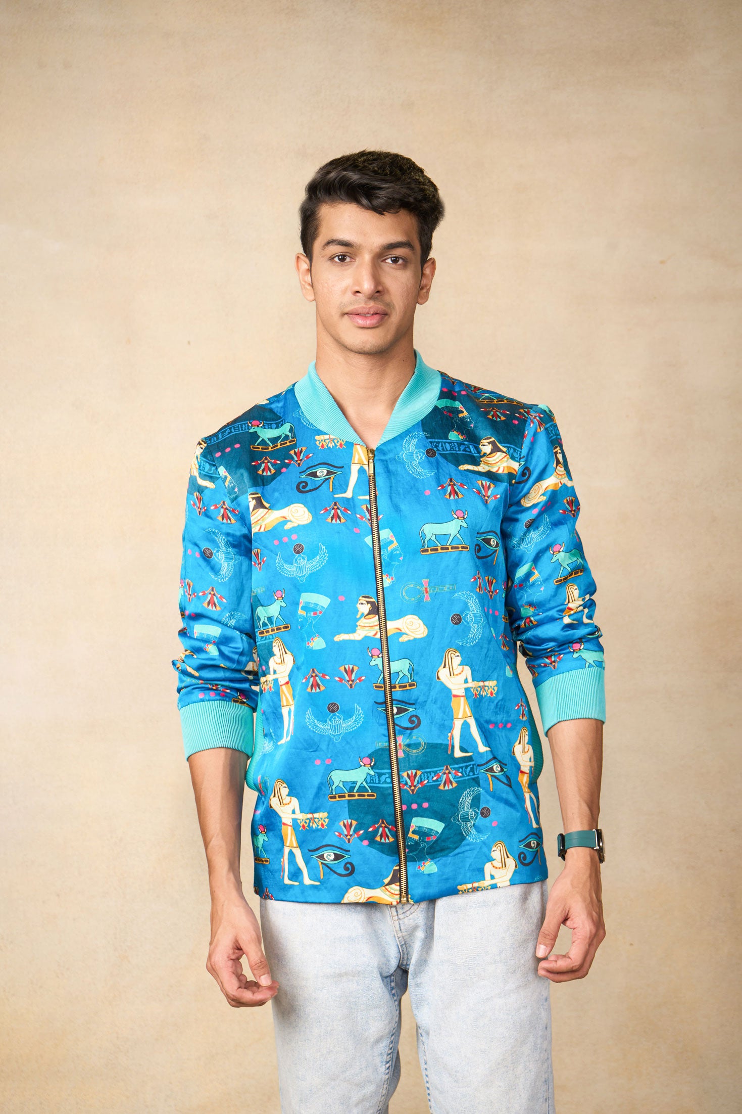 Sacred Symbols blue bomber jacket - man