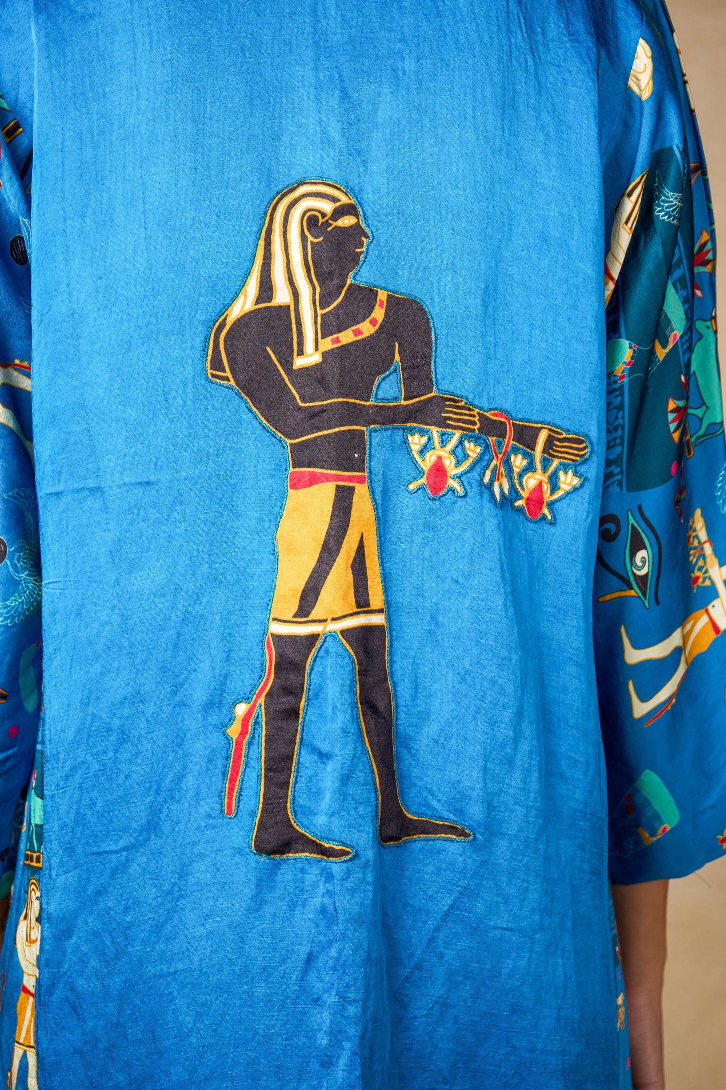 Pharoah appliqué shirt dress- blue