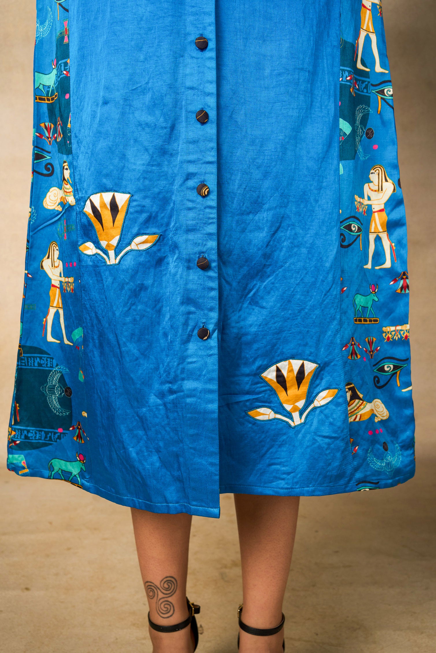 Pharoah appliqué shirt dress- blue