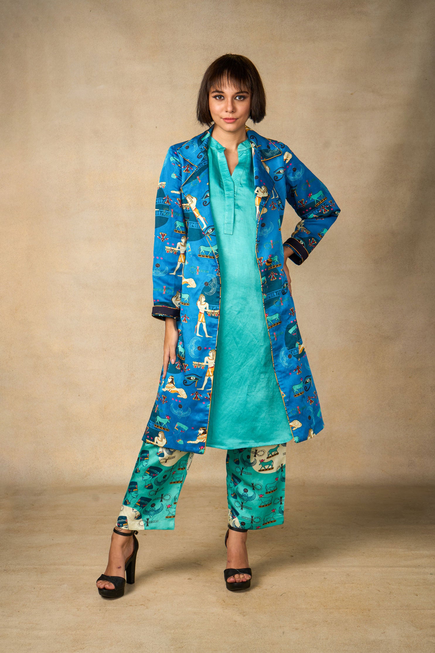 Sphinx trench coat - turquoise