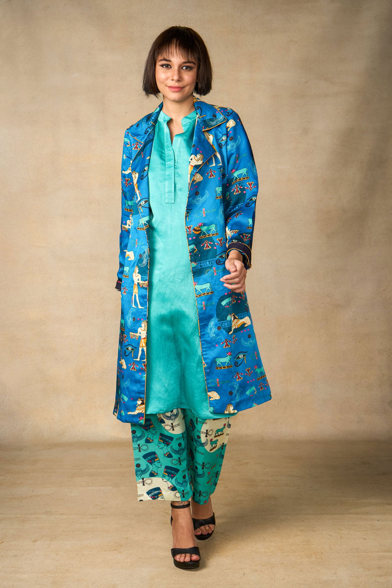 Sphinx trench coat - turquoise