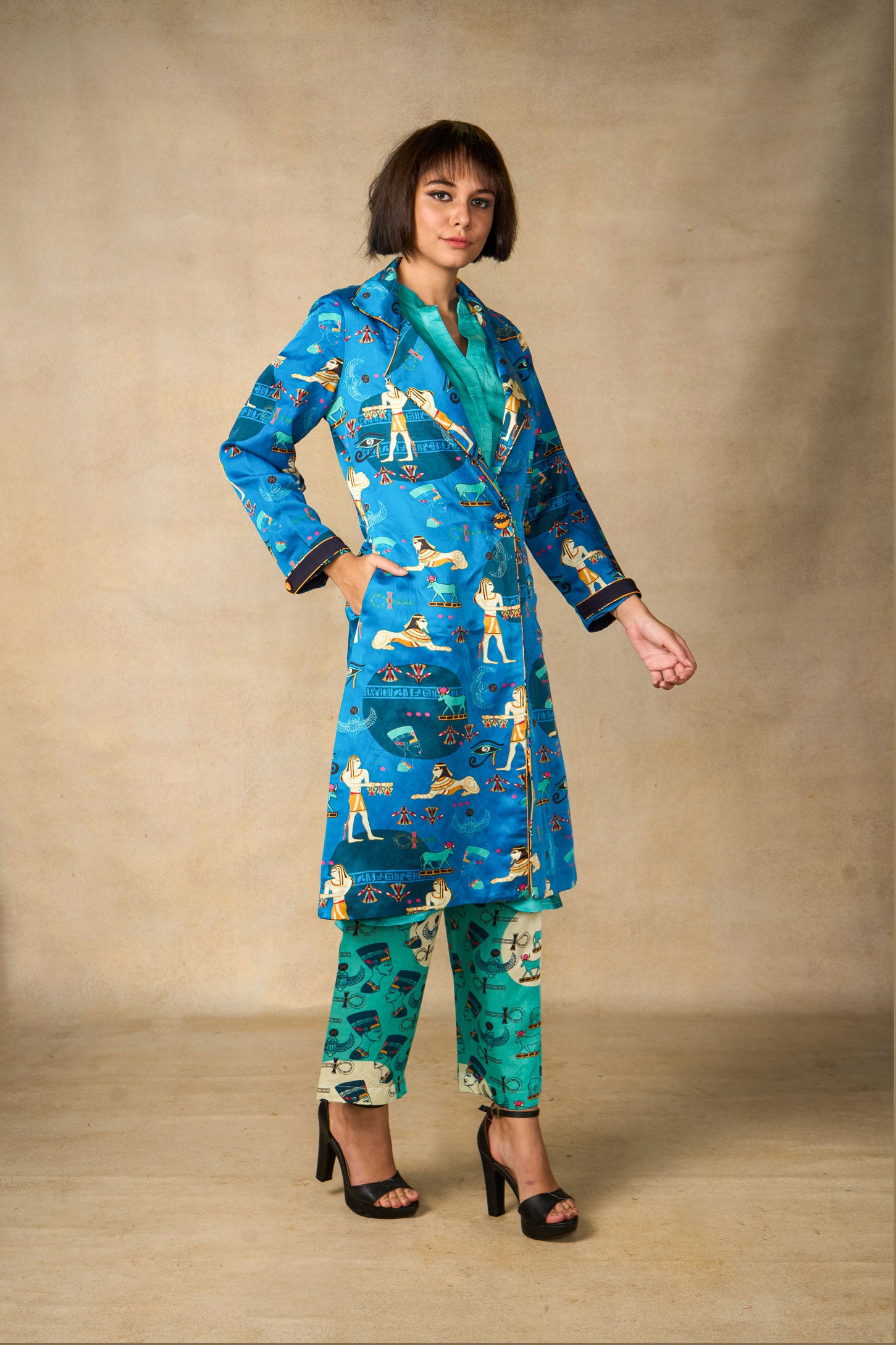 Sphinx trench coat - turquoise