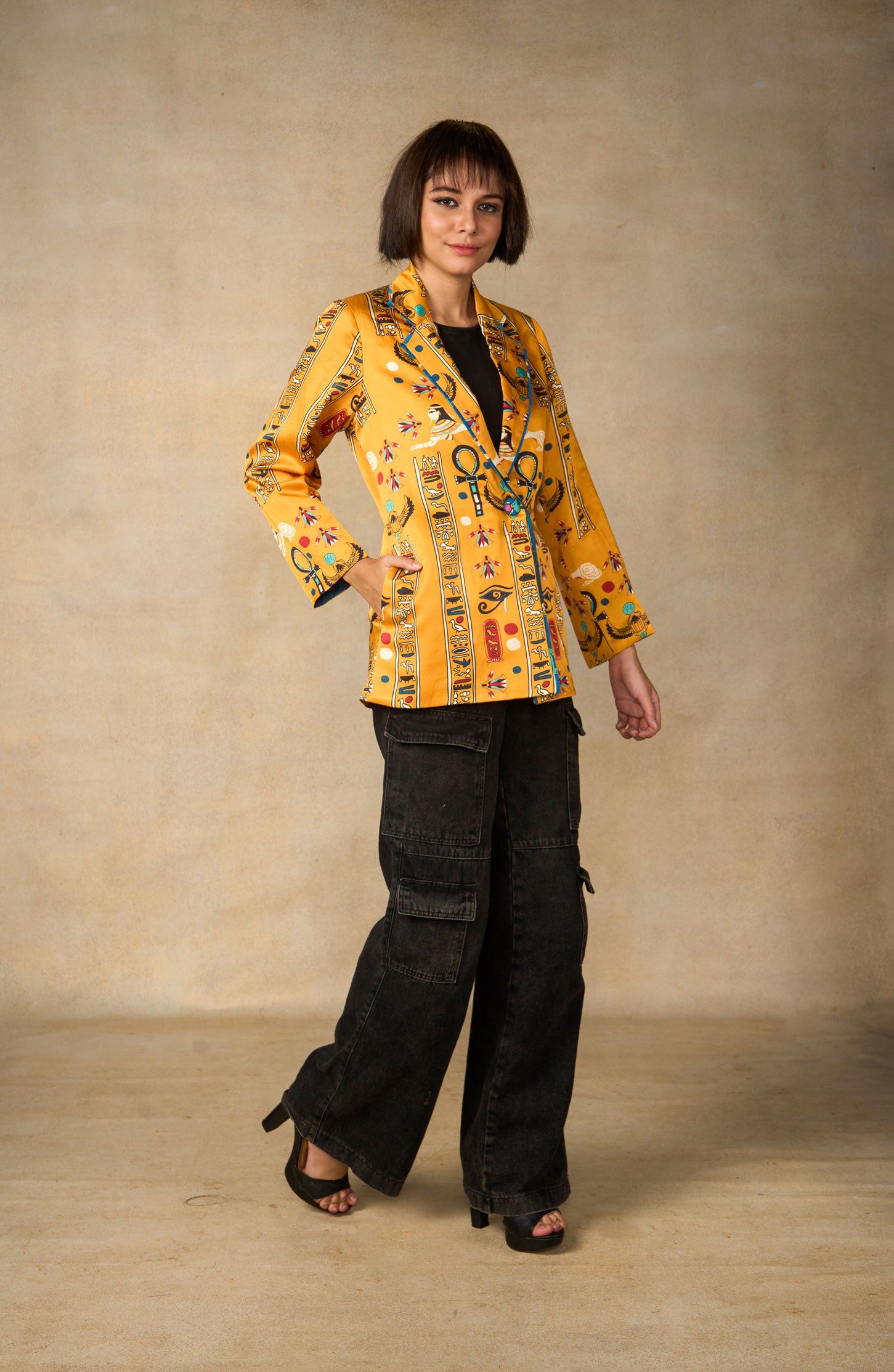 Cairo Cut Blazer- yellow