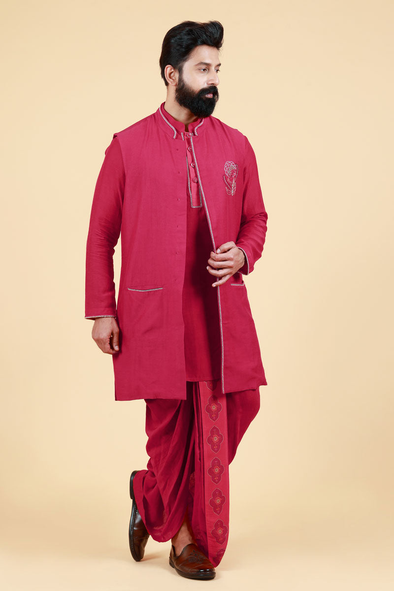 PHOOLKARI MAROON DHOTI