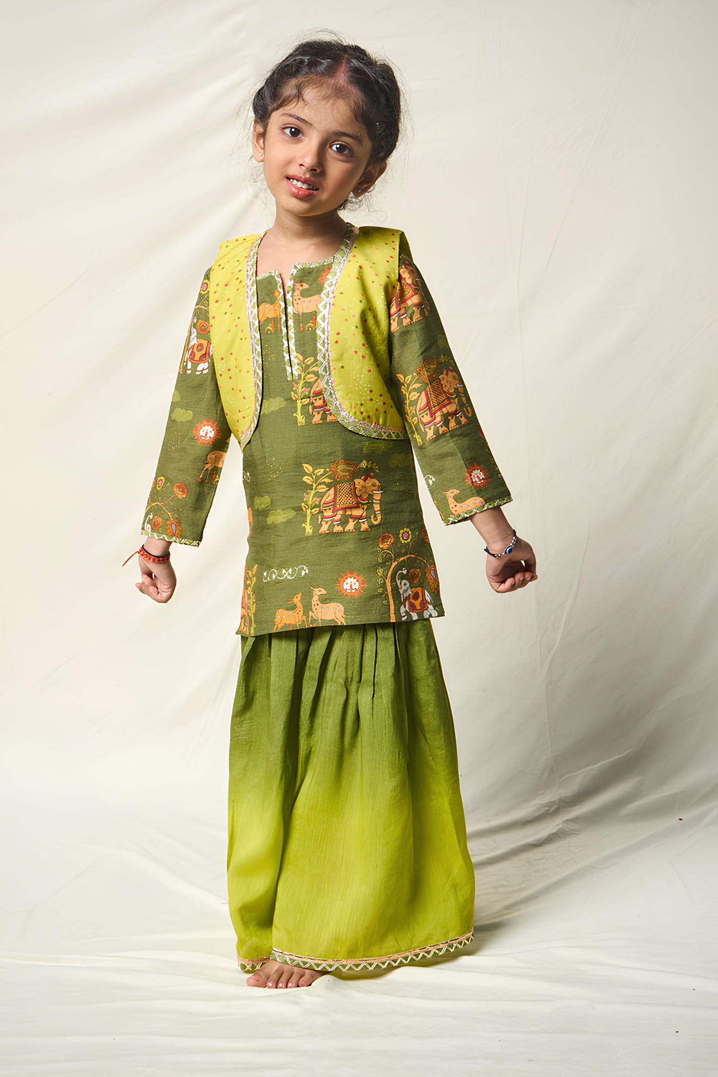 VAN KATHA GREEN SHARARA SET (set of 3)