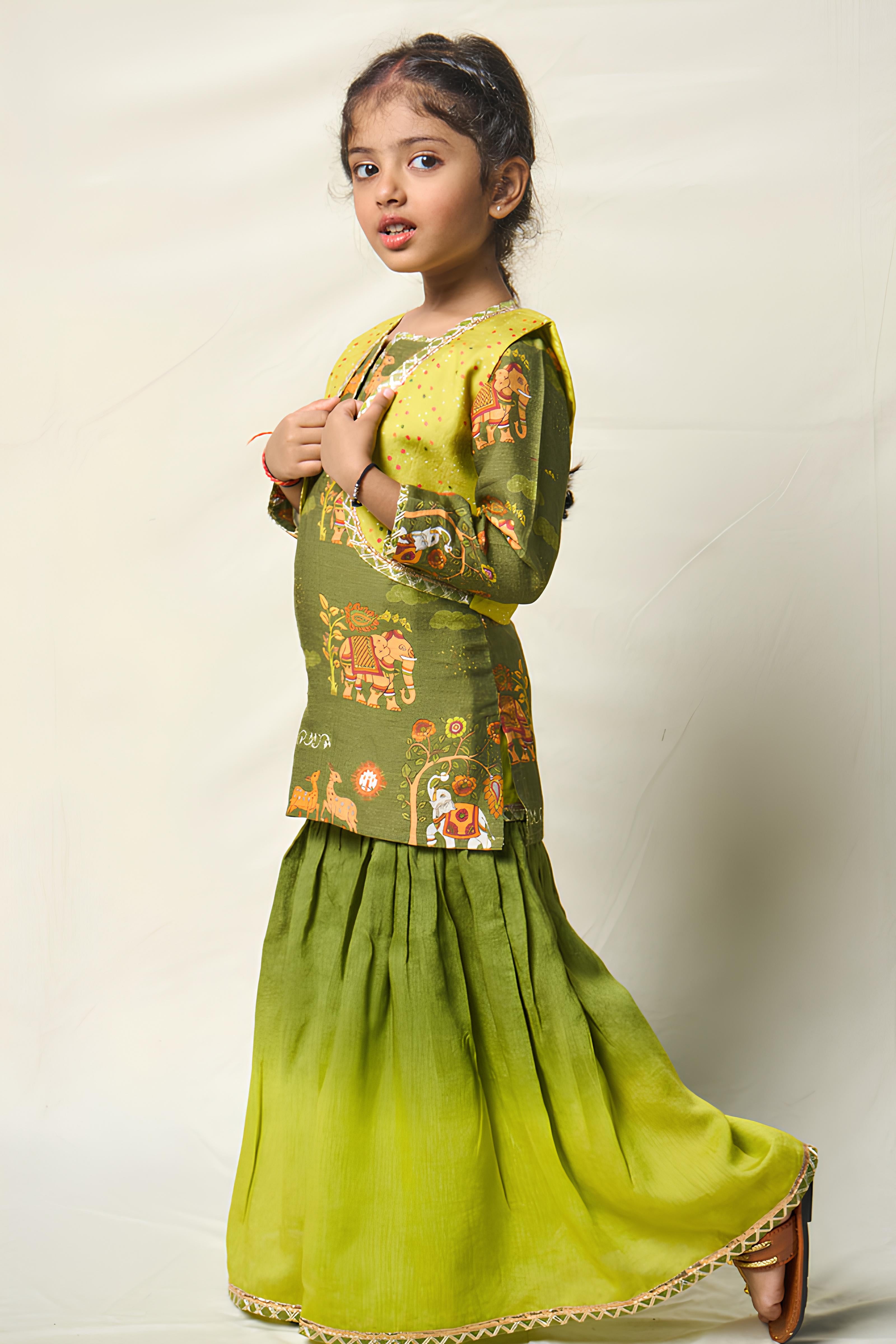 VAN KATHA GREEN SHARARA SET (set of 3)