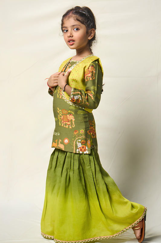 VAN KATHA GREEN SHARARA SET (set of 3)