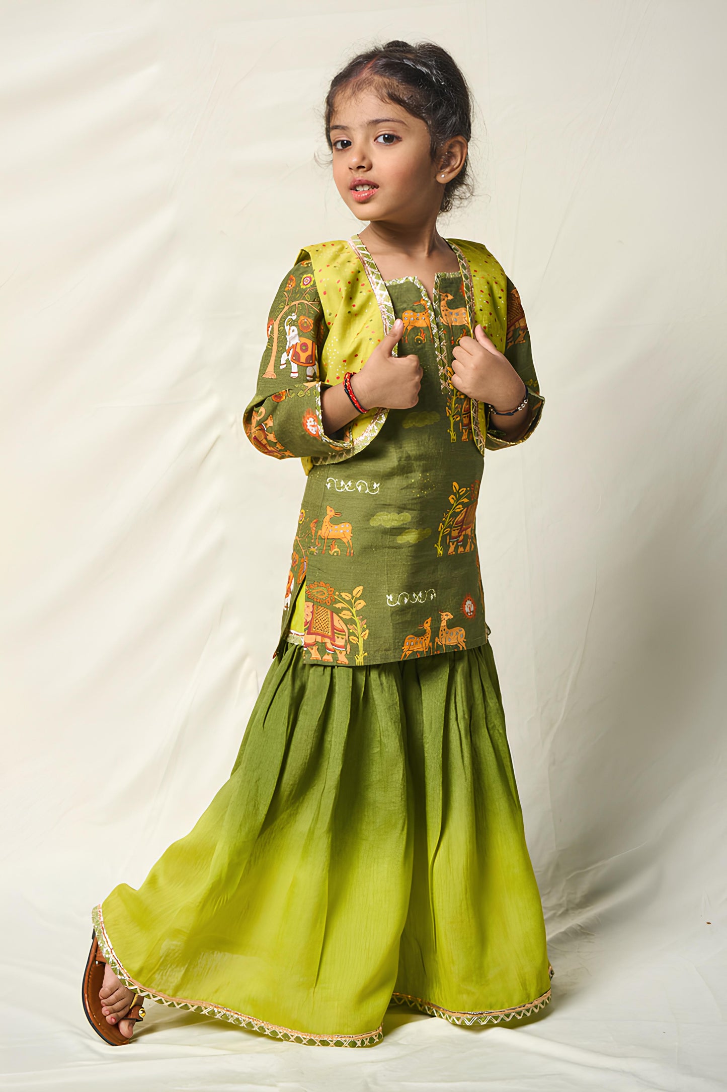 VAN KATHA GREEN SHARARA SET (set of 3)