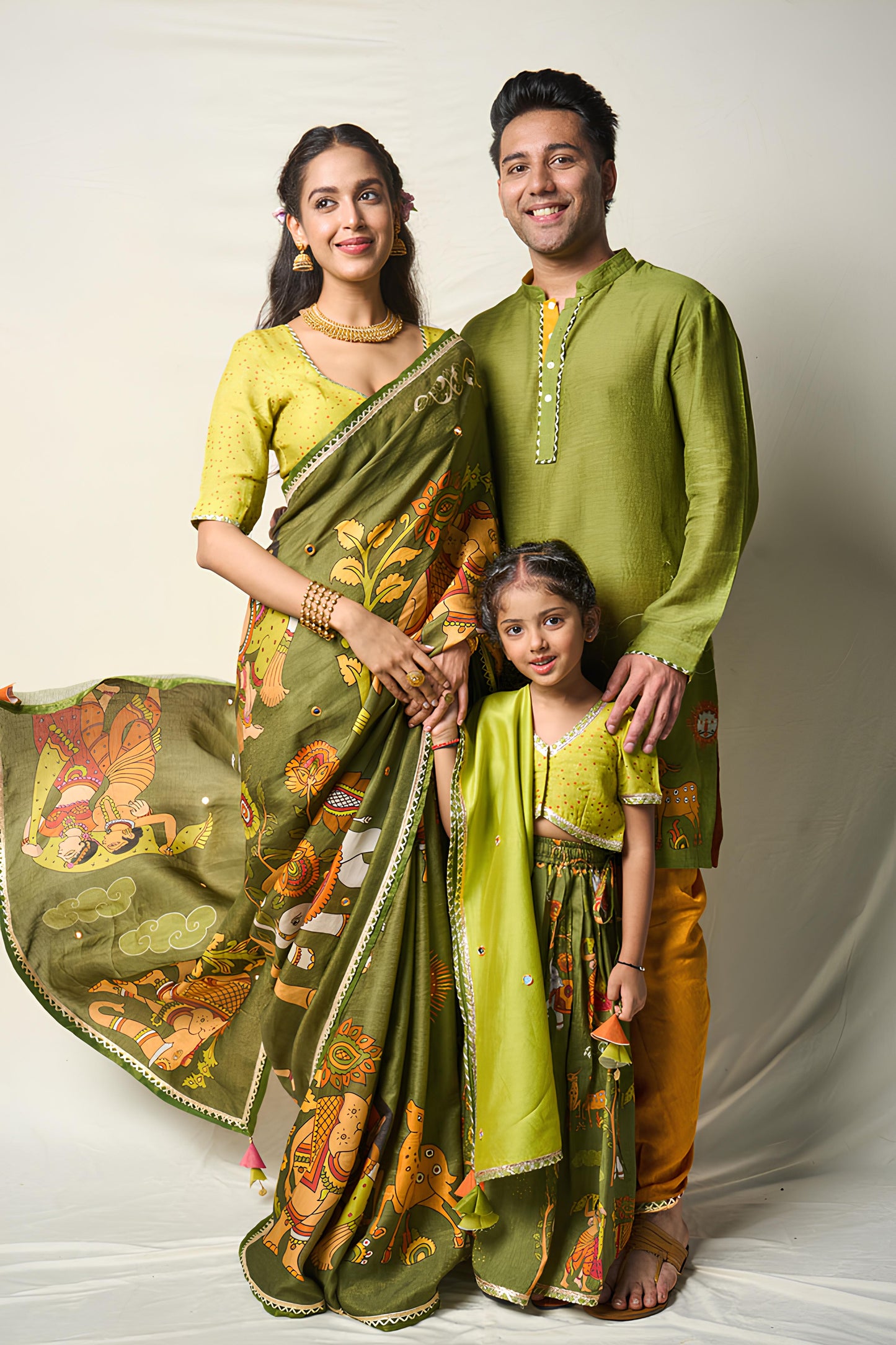 MEGHA NRITYA GREEN LEHENGA SET (set of 3)