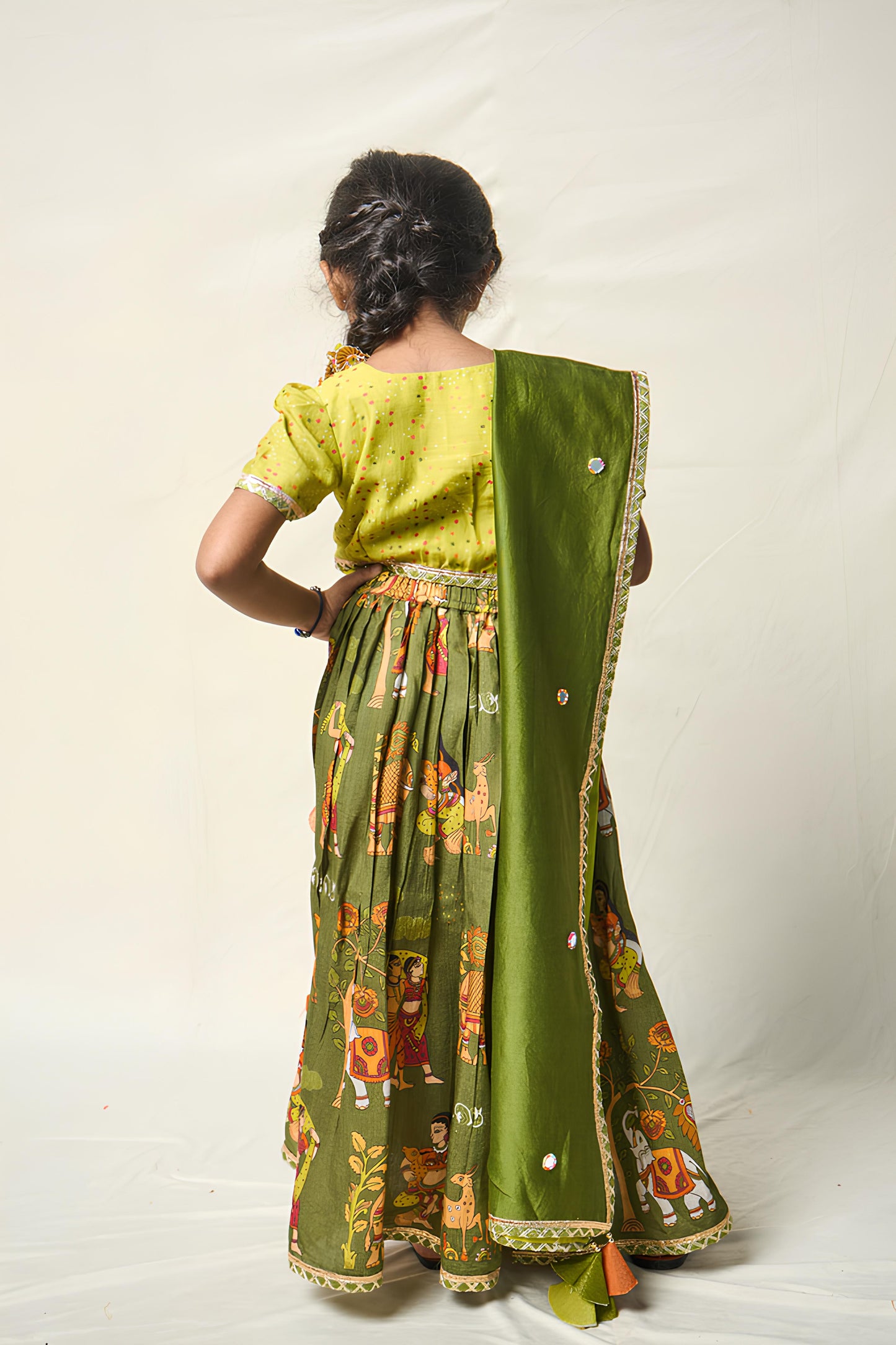 MEGHA NRITYA GREEN LEHENGA SET (set of 3)