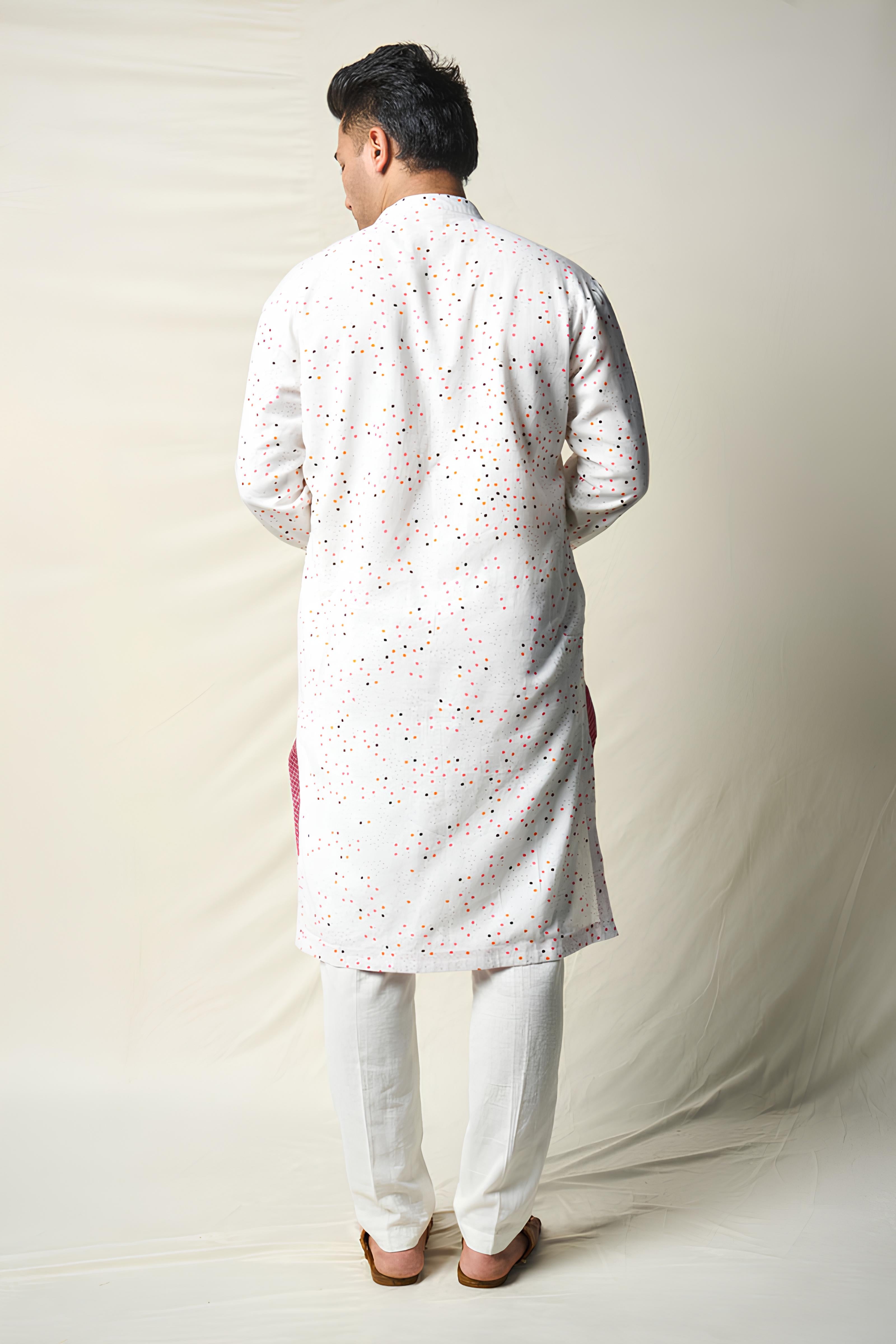 SUKH VANA BINDU WHITE (set of 2 kurta + pant ) MAN