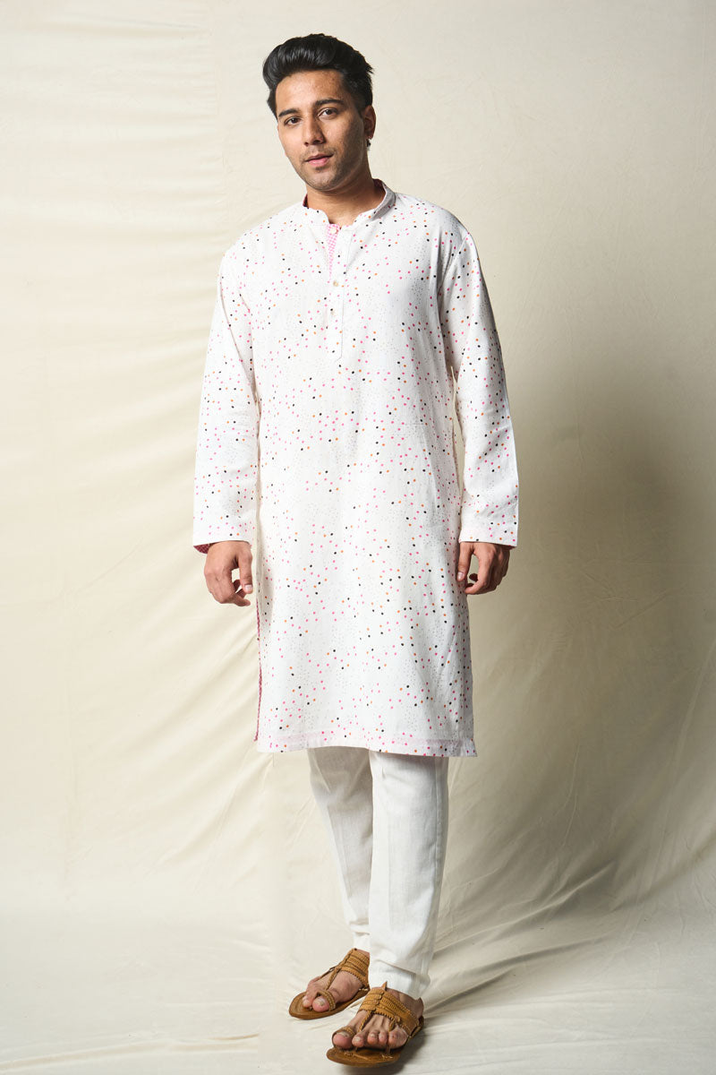 SUKH VANA BINDU WHITE (set of 2 kurta + pant ) MAN