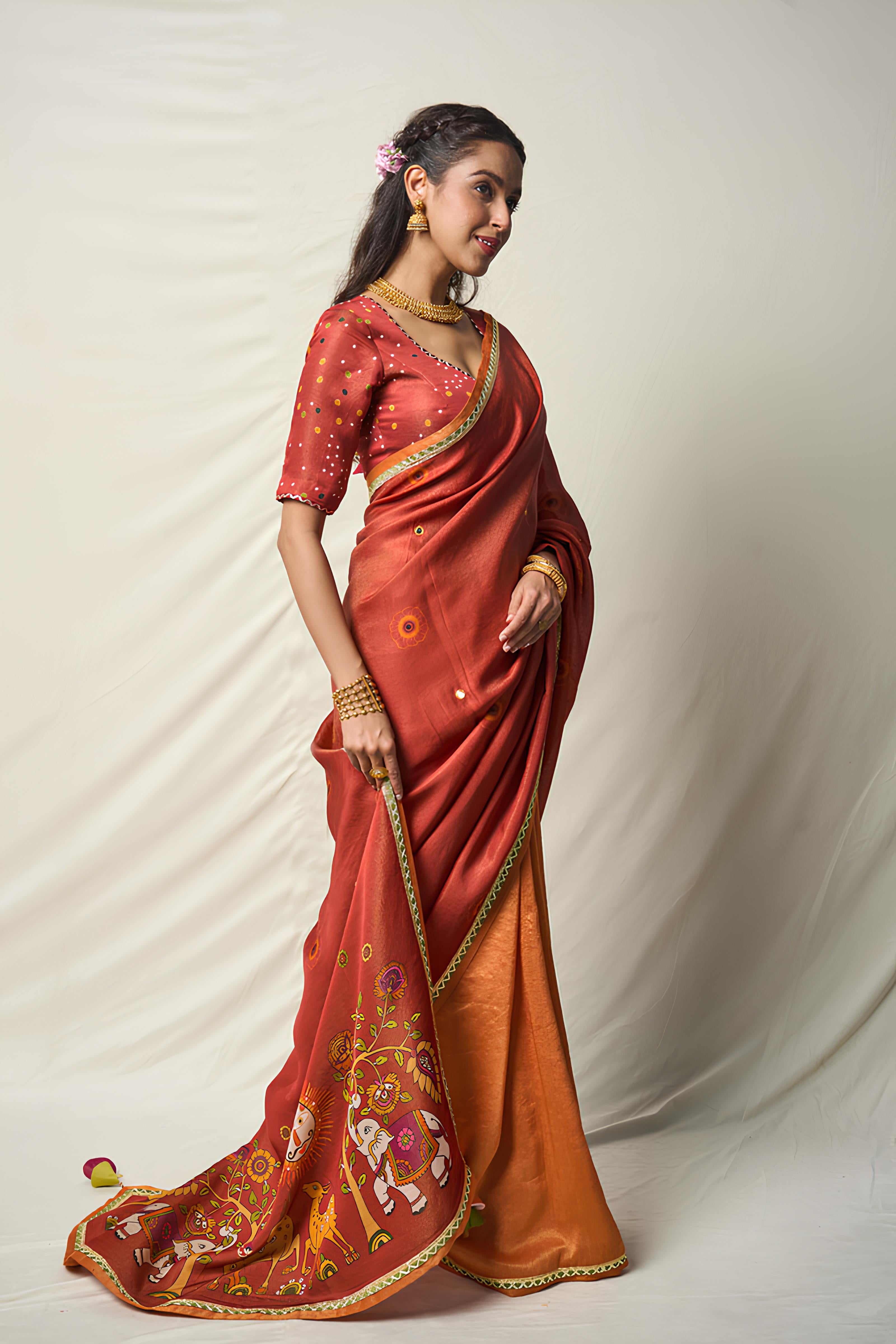 SHĀNTA VANA RUST SAREE