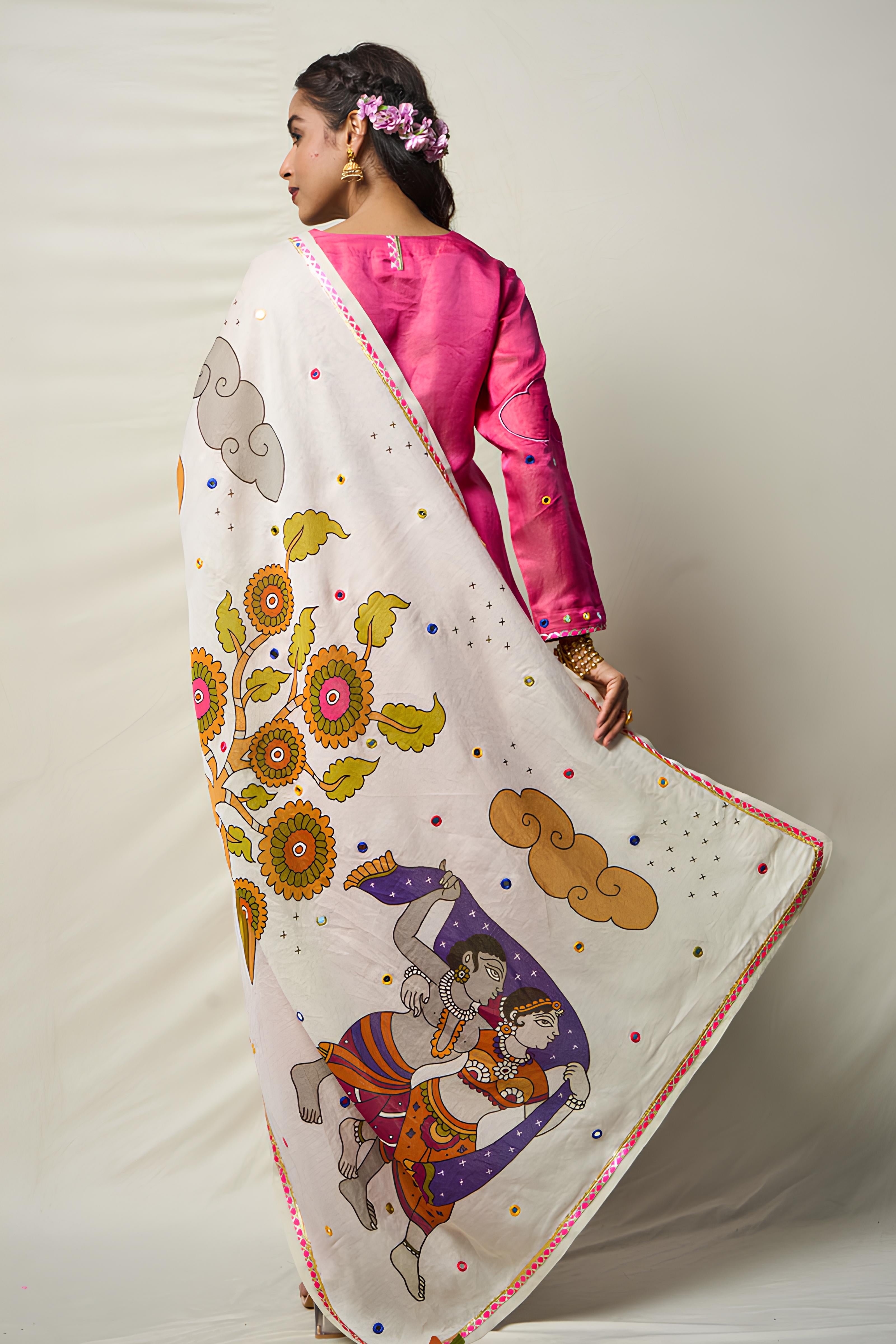 MEGHDOOT WHITE DUPATTA