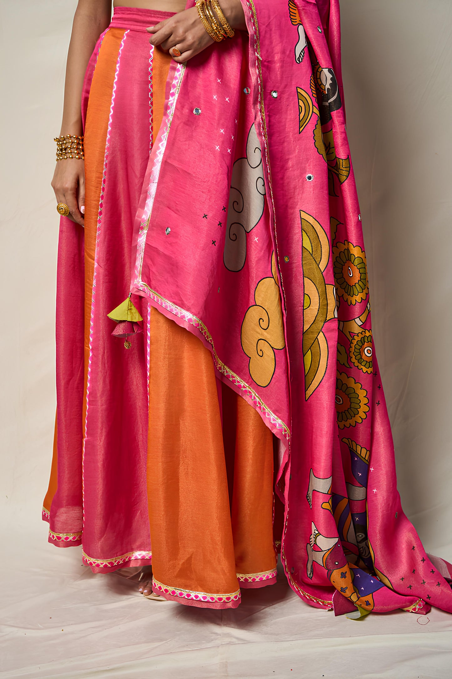 KĀNTARA PINK LEHENGA SET(SET OF 3)