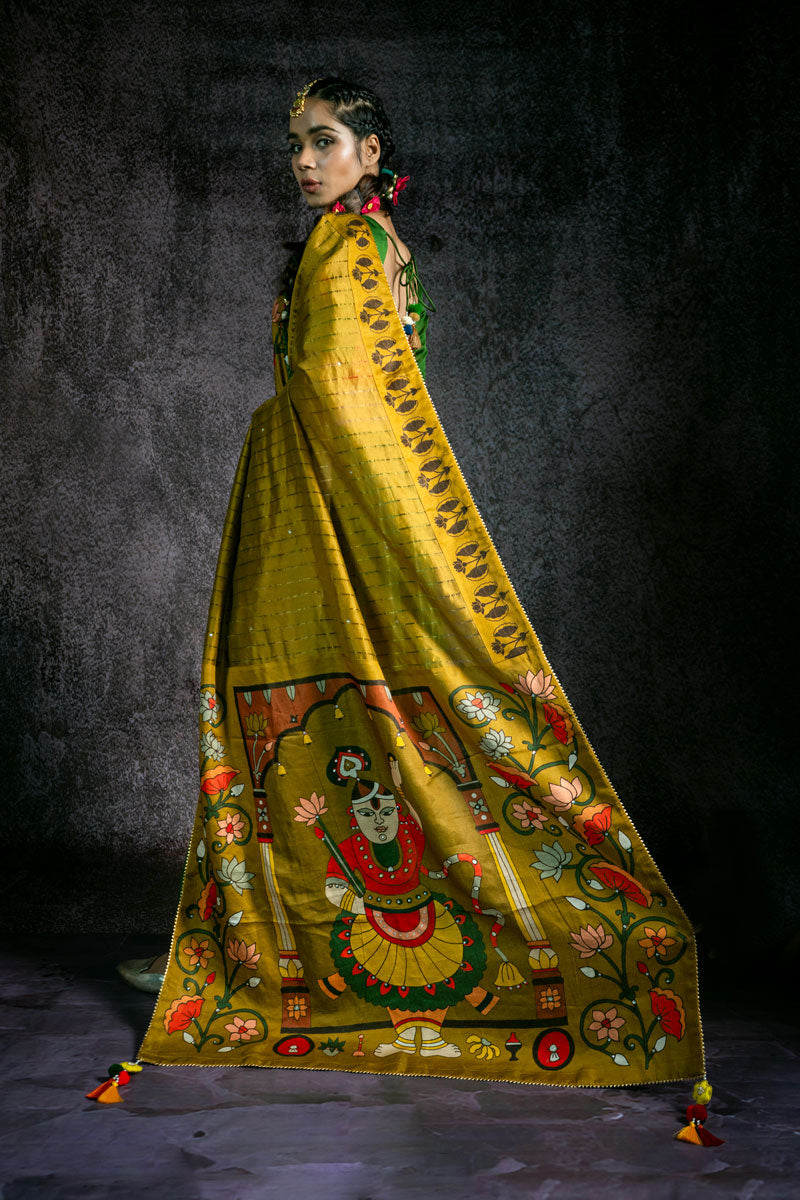 SHRINATHJI DARBAR METALLIC HARĀ LEHENGA SET ( SET OF 3 )