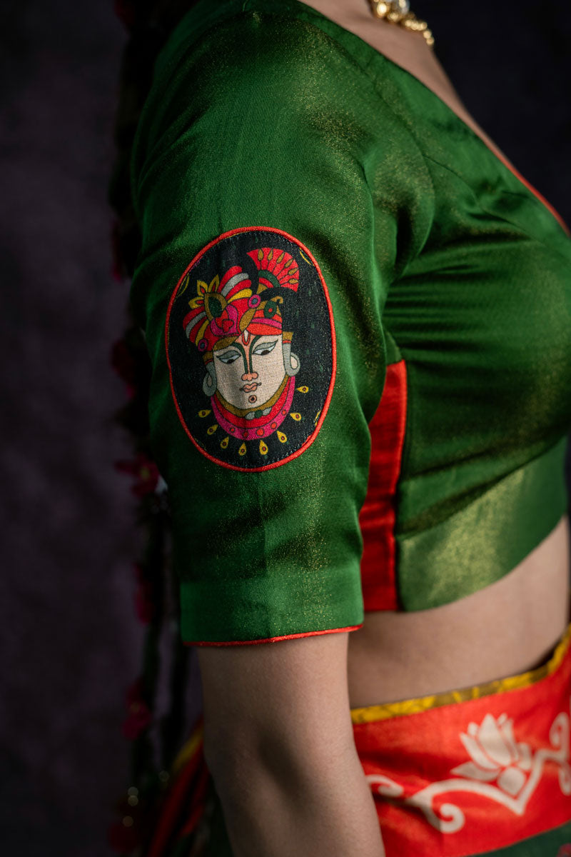 Metallic Harā Shrinathji blouse