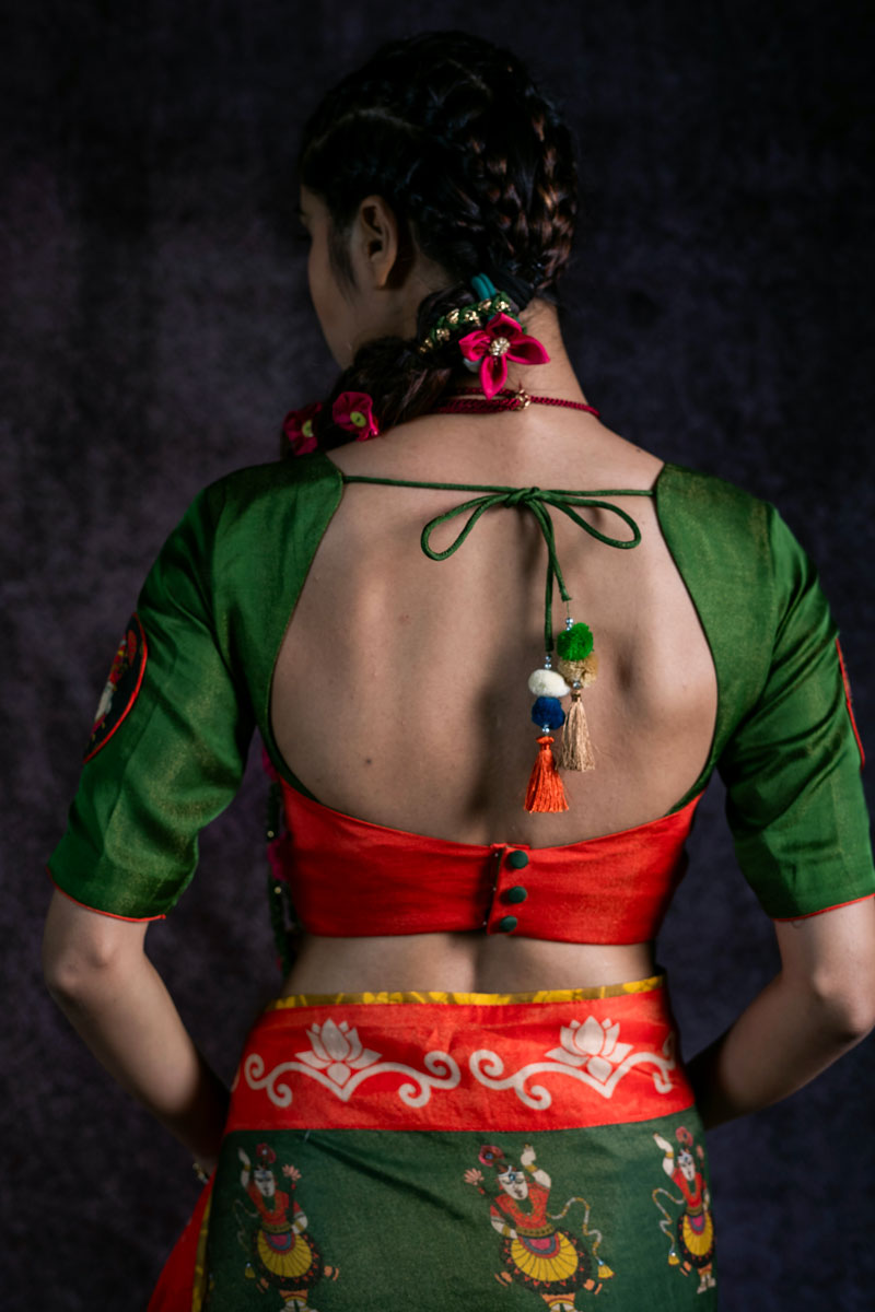 Metallic Harā Shrinathji blouse