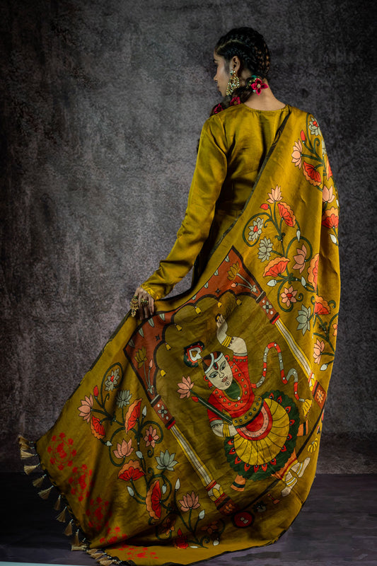 BHAKT ANGARKHA METALLIC OLIVE  SET WITH DUPATTA  ( SET OF 3 )