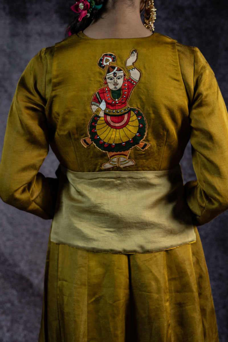 BHAKT ANGARKHA METALLIC OLIVE SET WITH JACKET ( SET OF 3 )