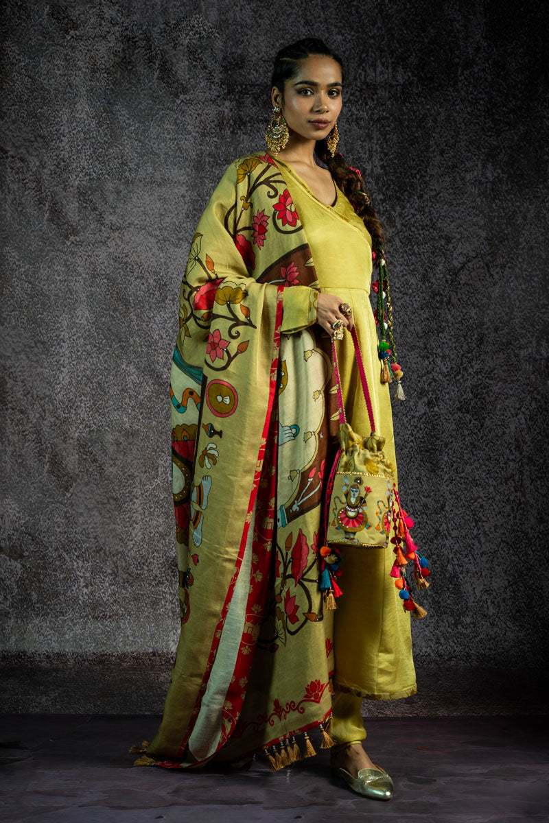 BHAKT ANGARKHA METALLIC PISTA SET WITH DUPATTA ( SET OF 3 )