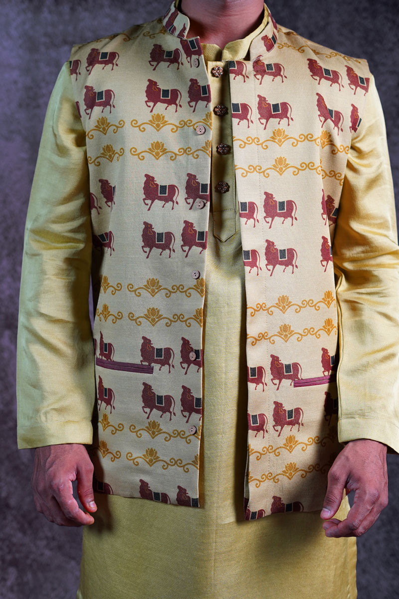 PISTA METALLIC SET OF 3 ( KURTA + CHURIDAR + JACKET )