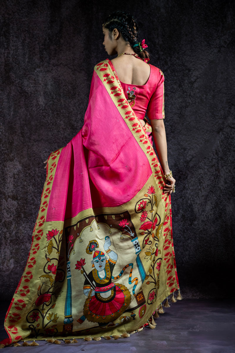 PADMA SAAJ PINK METALLIC SAREE