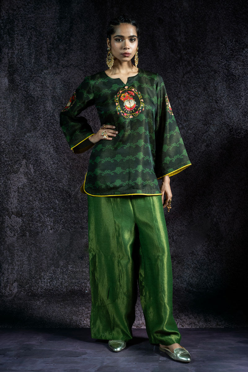 SHRINATHJI ARPAN METALLIC GREEN KURTA