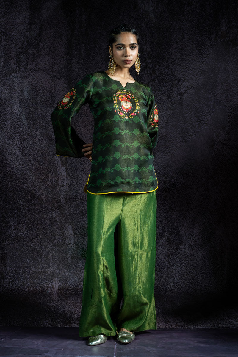 SHRINATHJI ARPAN METALLIC GREEN KURTA