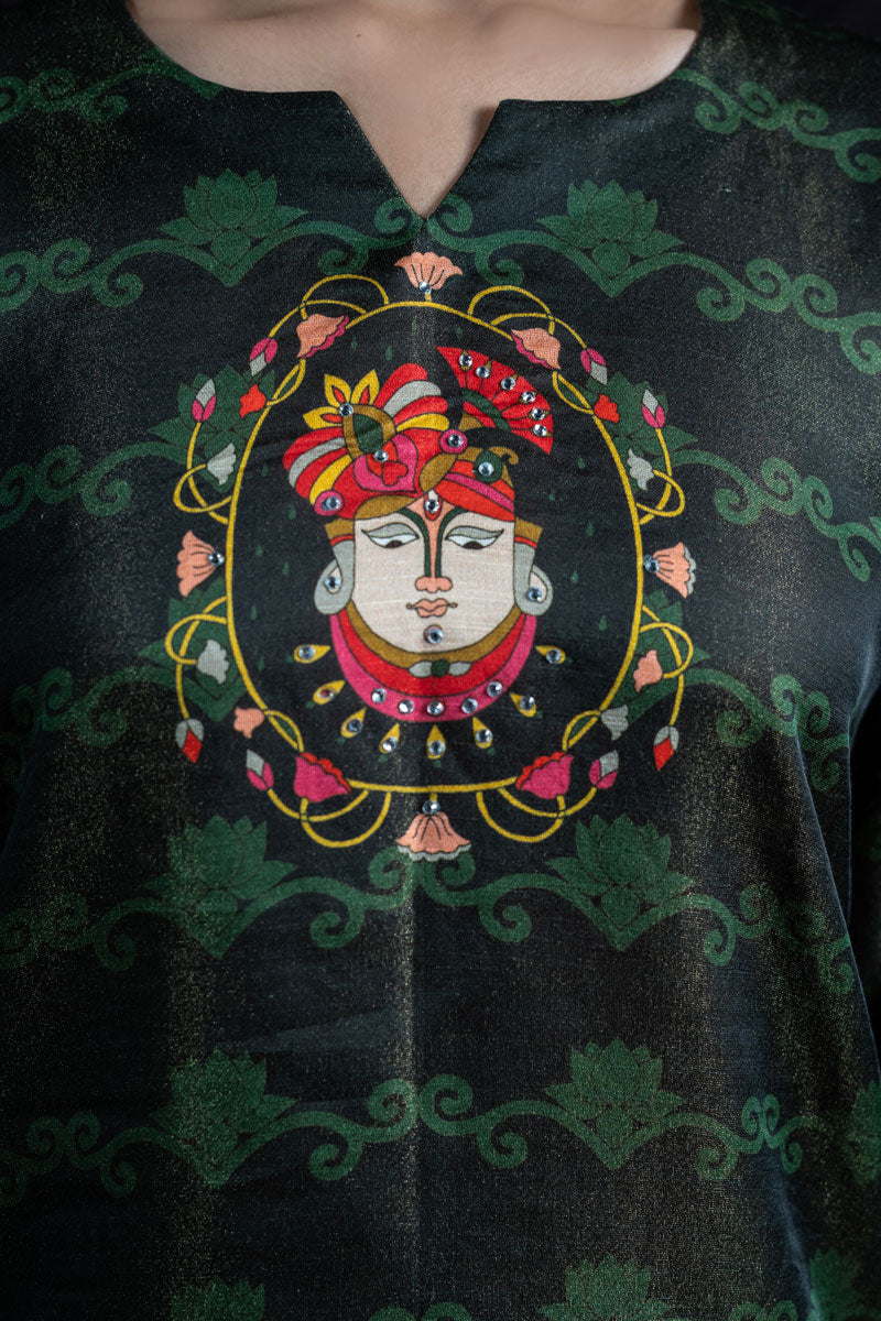SHRINATHJI ARPAN METALLIC GREEN KURTA