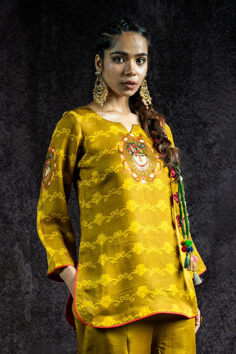 SHRINATHJI ARPAN METALLIC OLIVE KURTA