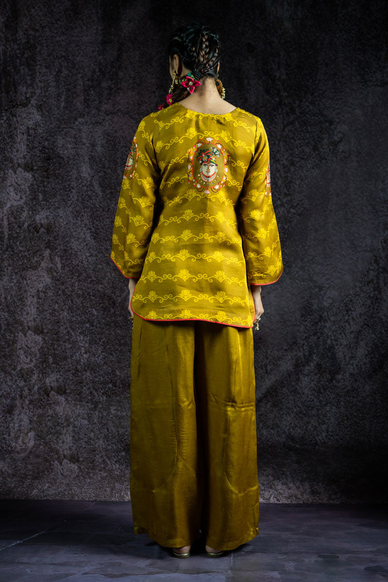 SHRINATHJI ARPAN METALLIC OLIVE CO-ORD SET (SET OF 2)