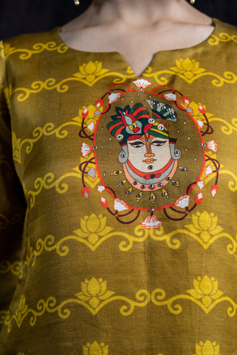 SHRINATHJI ARPAN METALLIC OLIVE CO-ORD SET (SET OF 2)