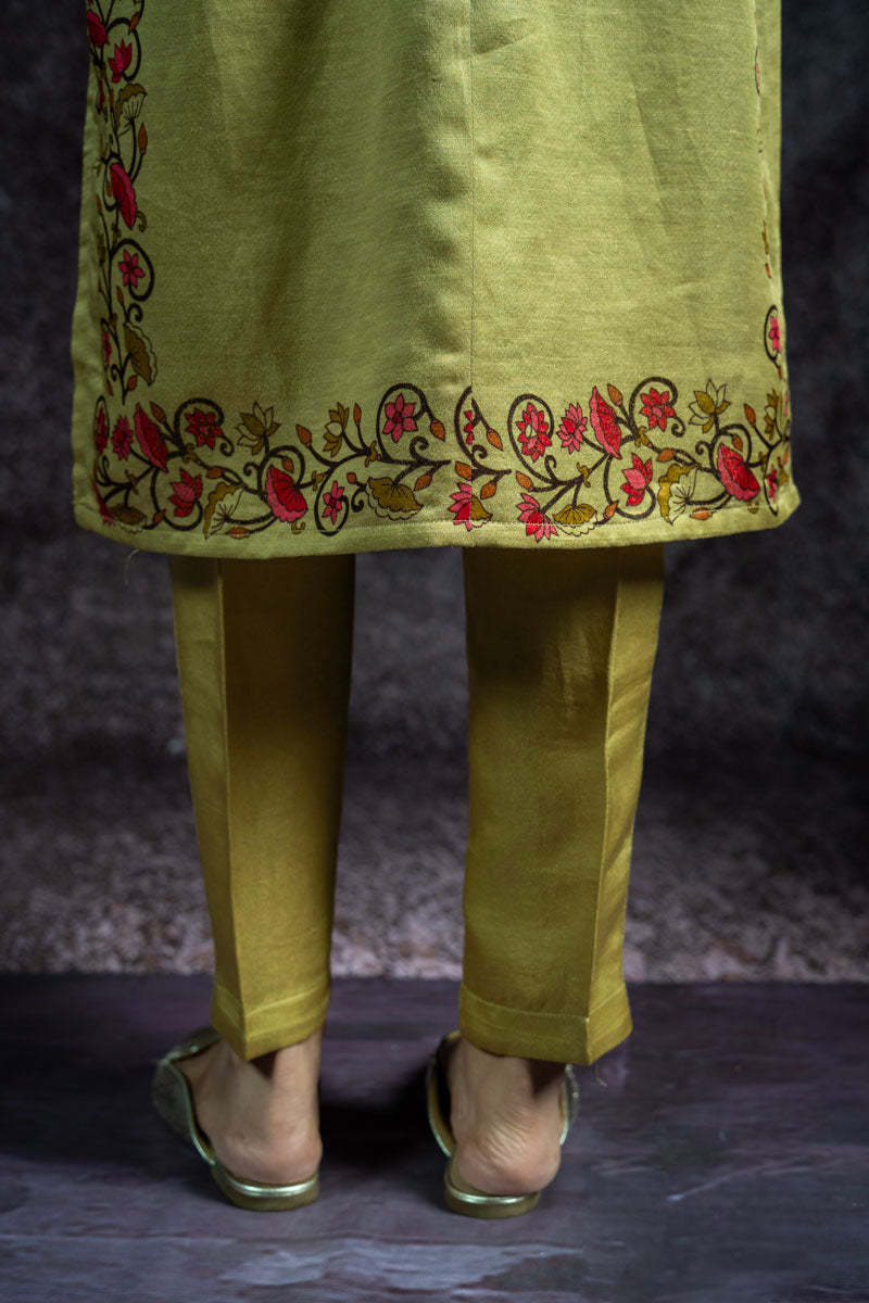 KAMAL LEELA METALLIC PISTA KURTA+PANT (SET OF 2)