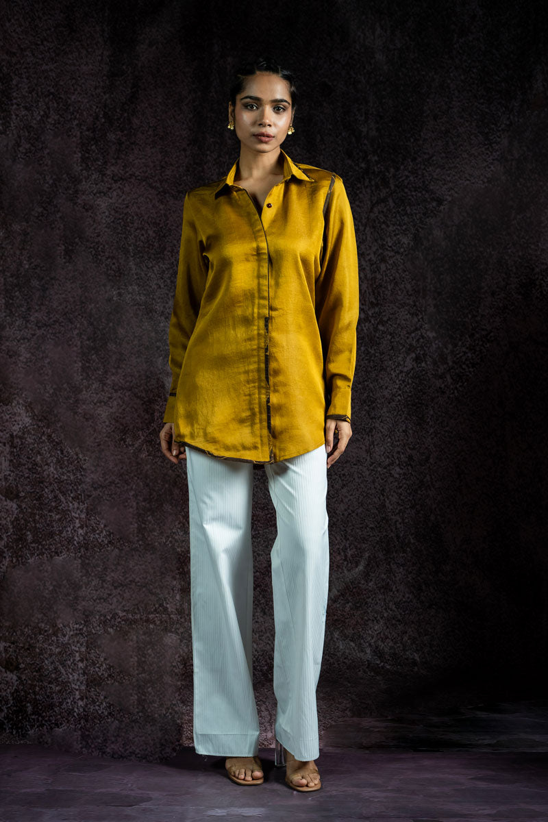 OLIVE METALLIC SHIRT