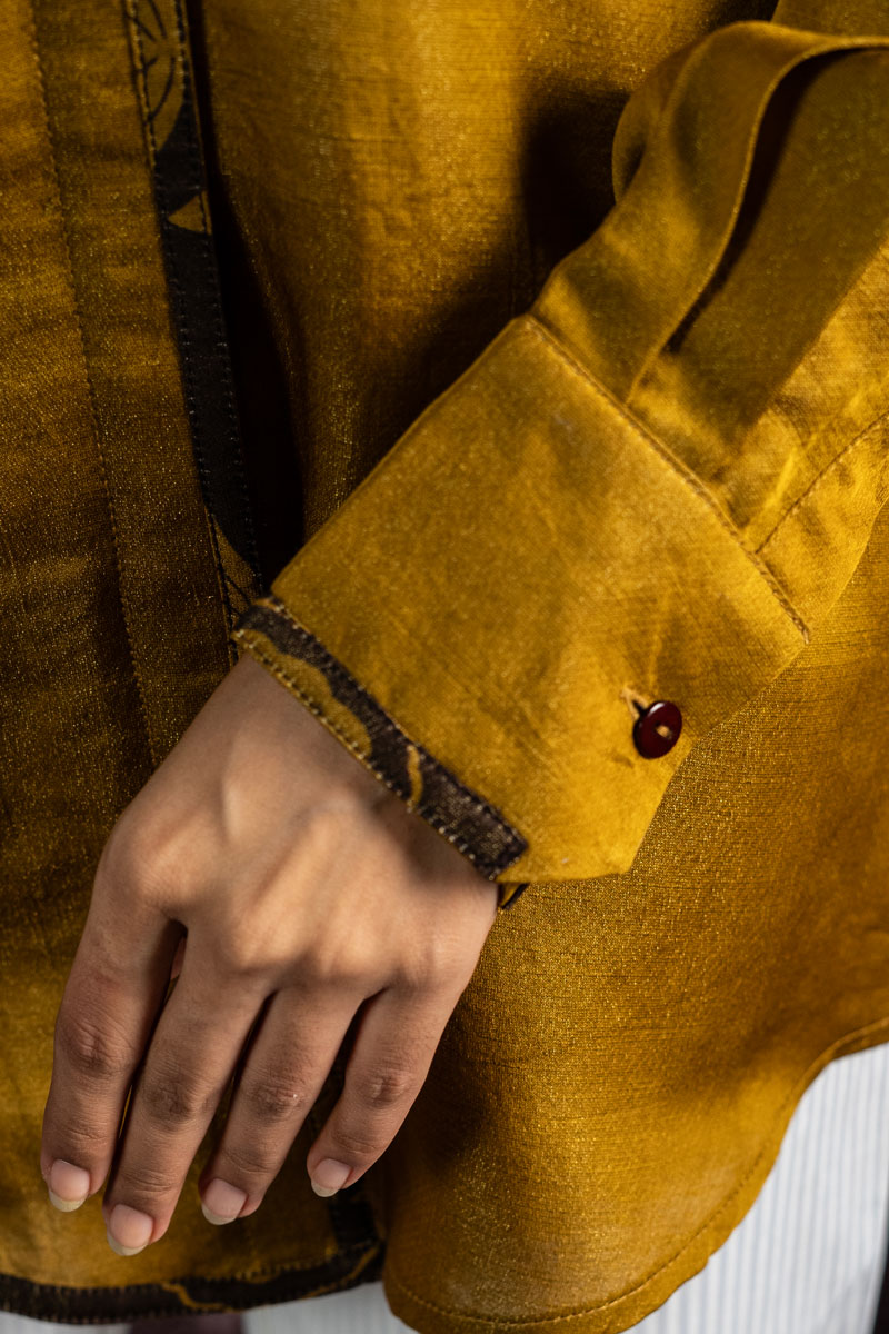 OLIVE METALLIC SHIRT