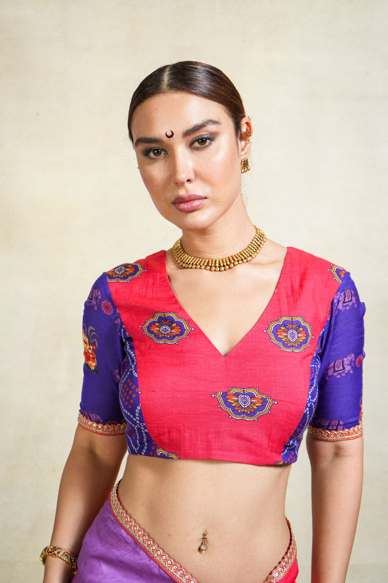 MITHU-GAJANAN PURPLE PATCHWORK SAREE