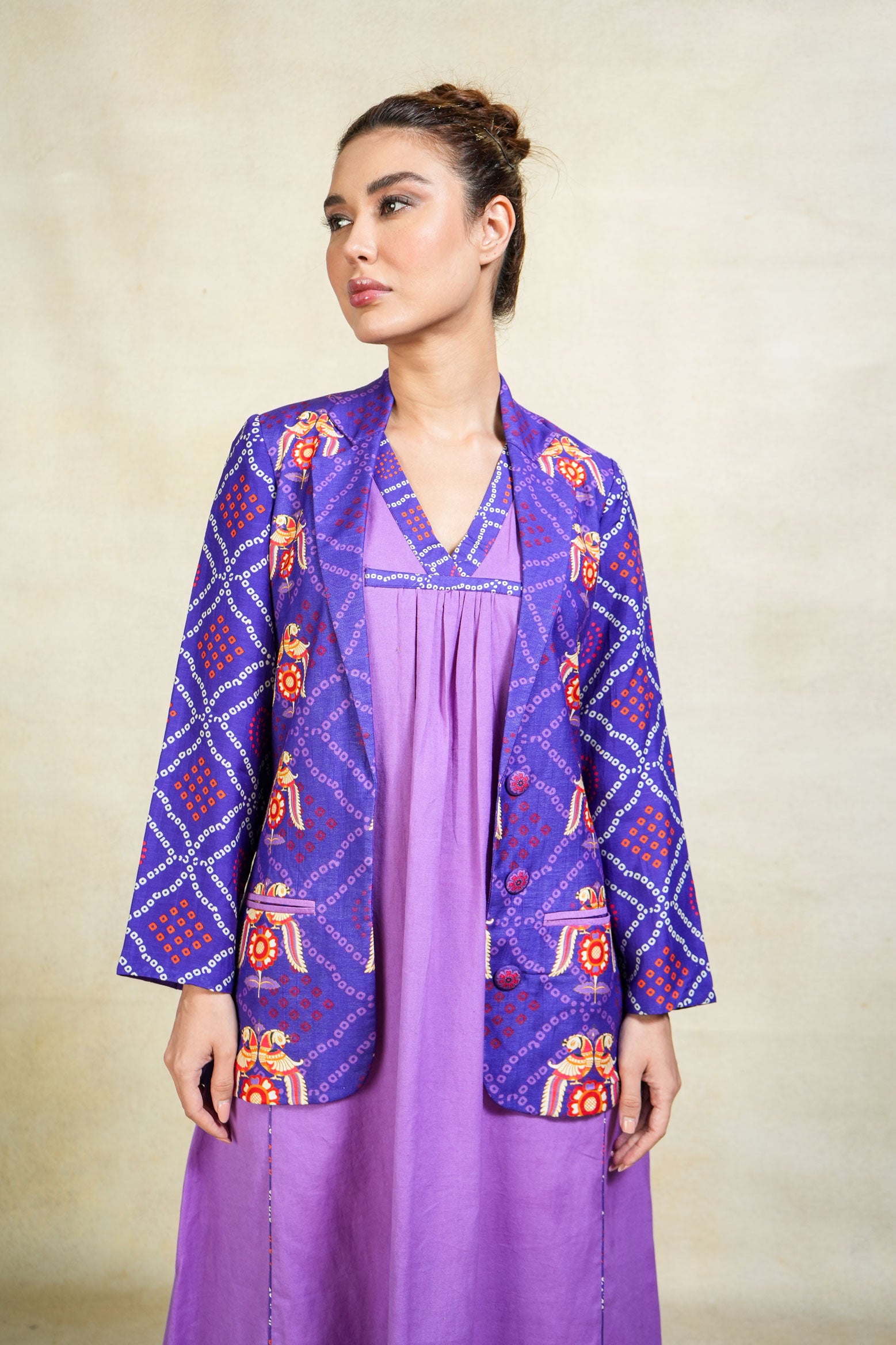 Gananayaka jacket + Kurti -purple set (Set of 2)