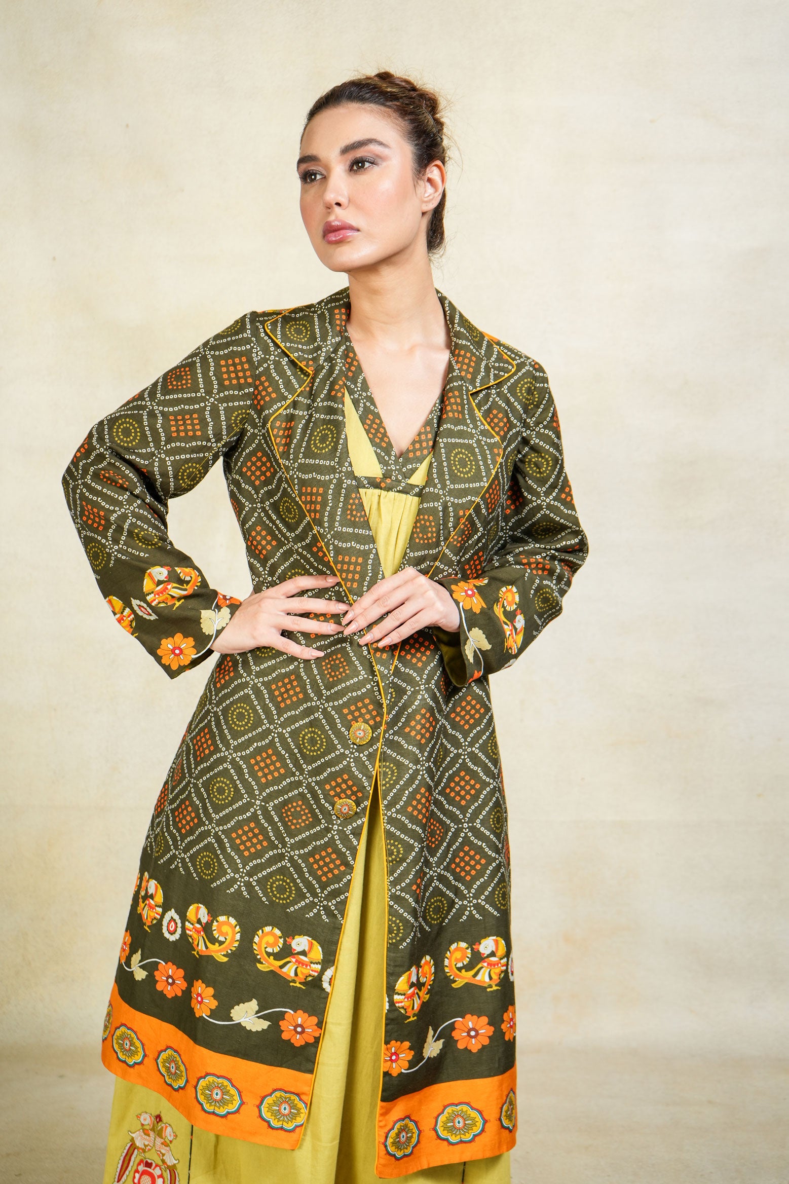 Haridra green trench coat
