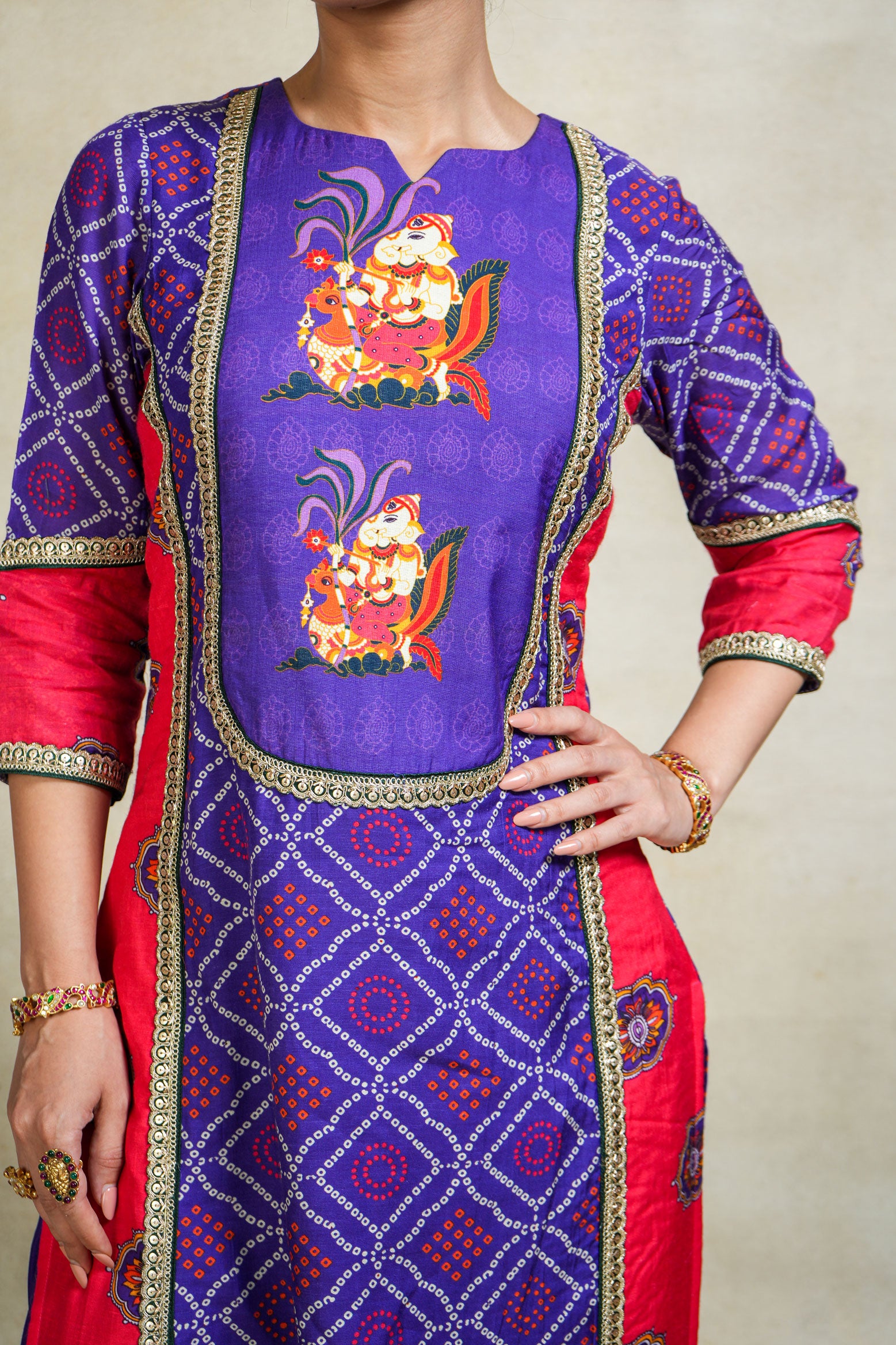Siddhi purple salwar +kurta + dupatta (set of 3)