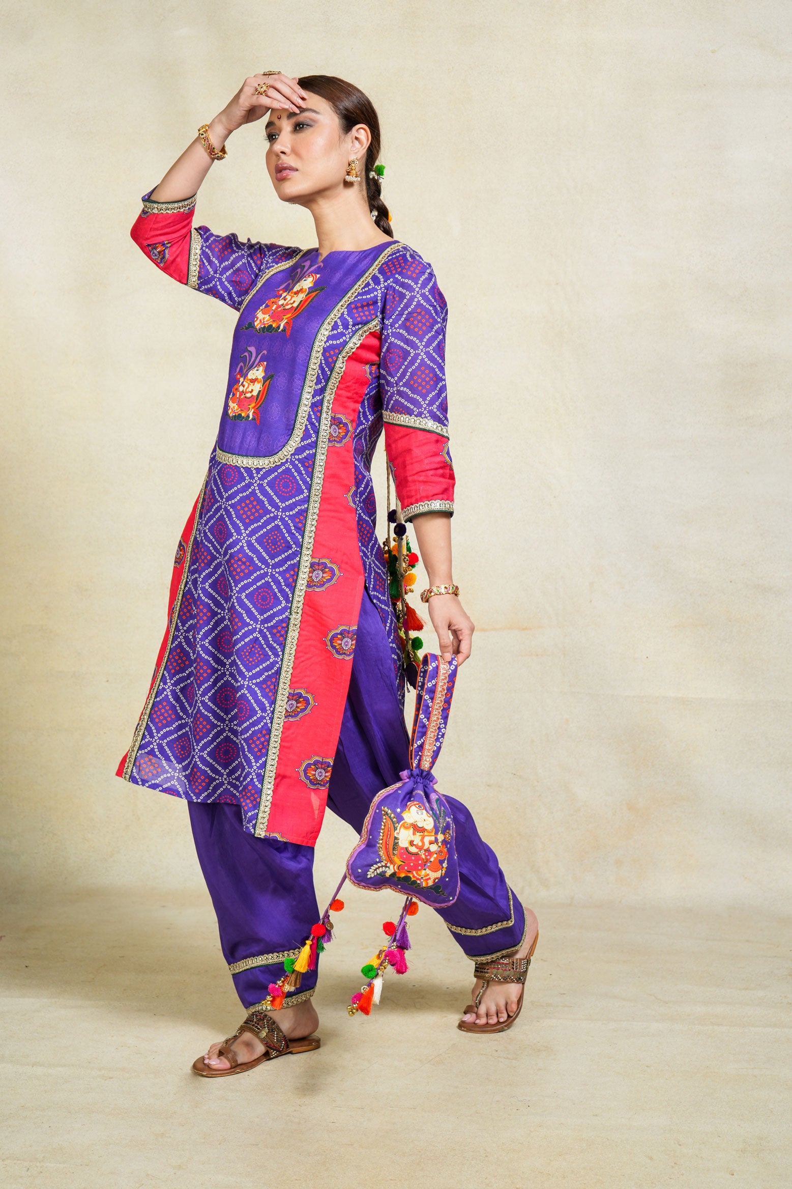 Siddhi purple salwar +kurta + dupatta (set of 3)