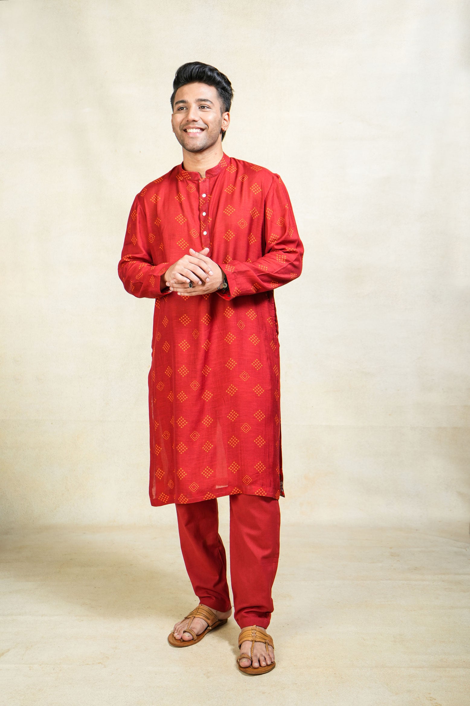 Varenya maroon kurta + pant (set of 2)