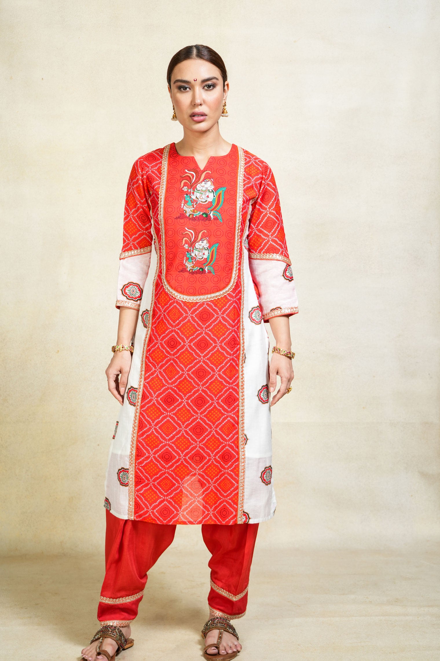 Siddhi red salwar +kurta + dupatta (set of 3)